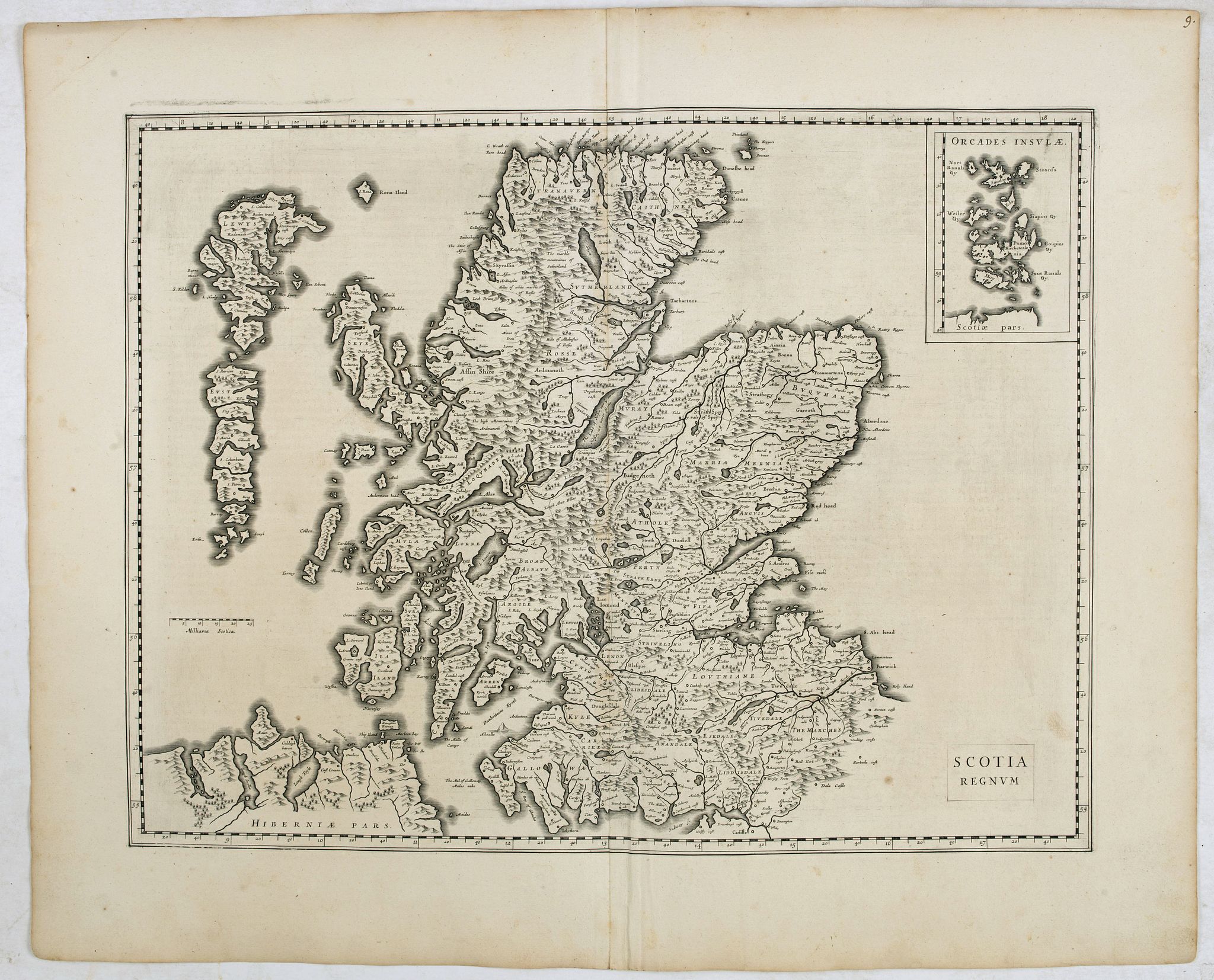 BLAEU, W., Scotia Regnum., antique map, old maps