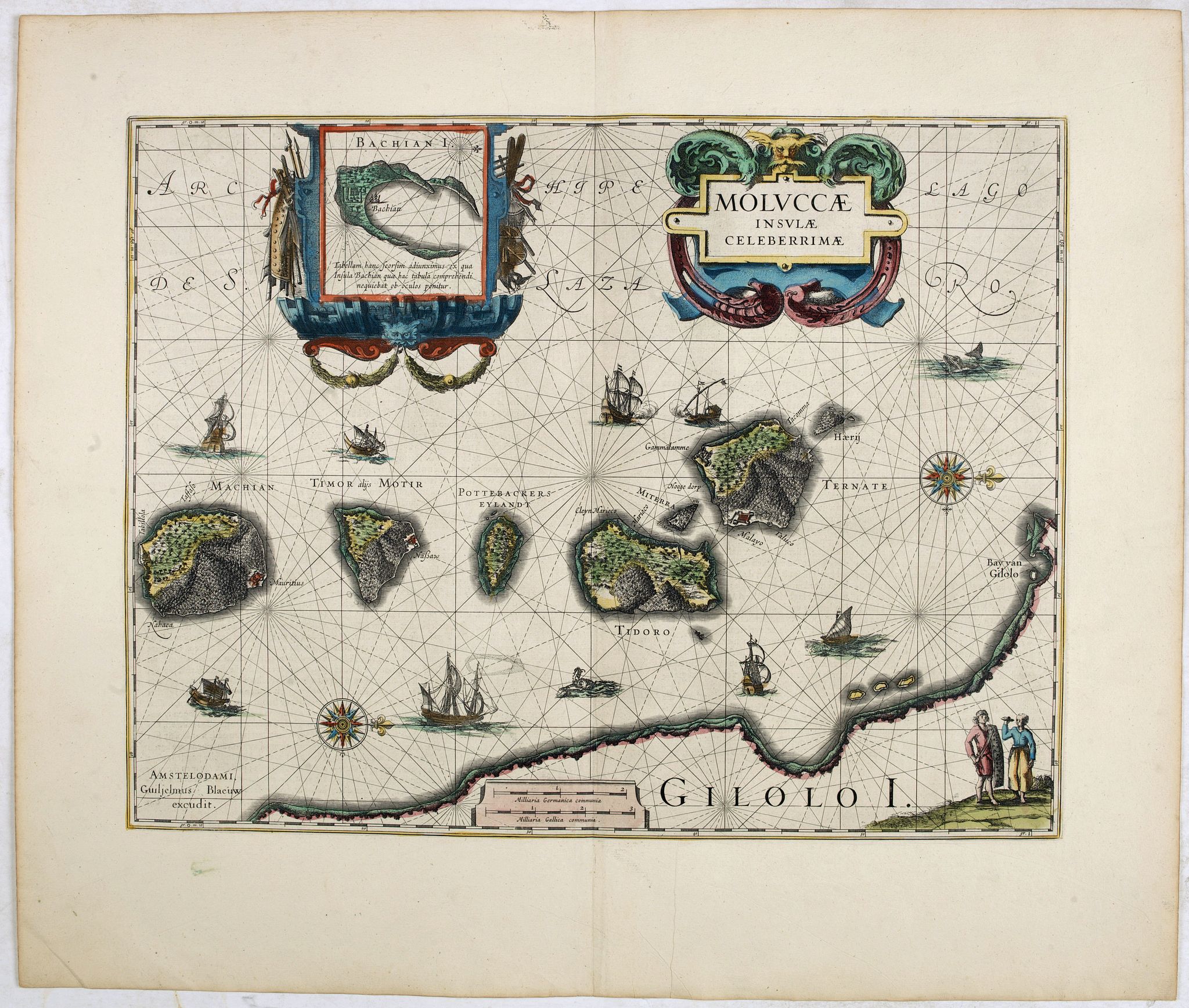 BLAEU, W., Moluccae Insulae Celeberrimae., antique map, old maps