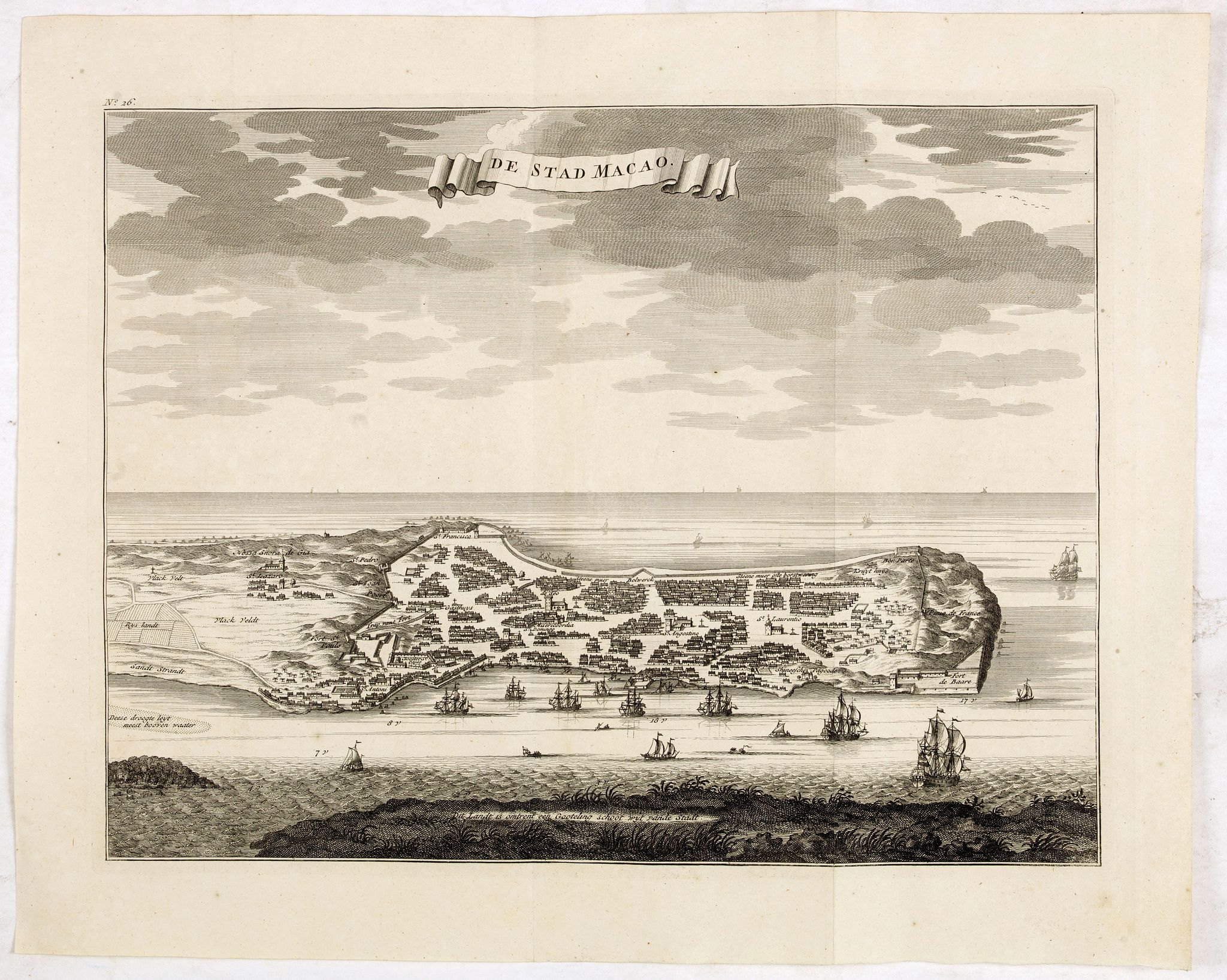 VALENTIJN, F., De Stad Macao., antique map, old maps