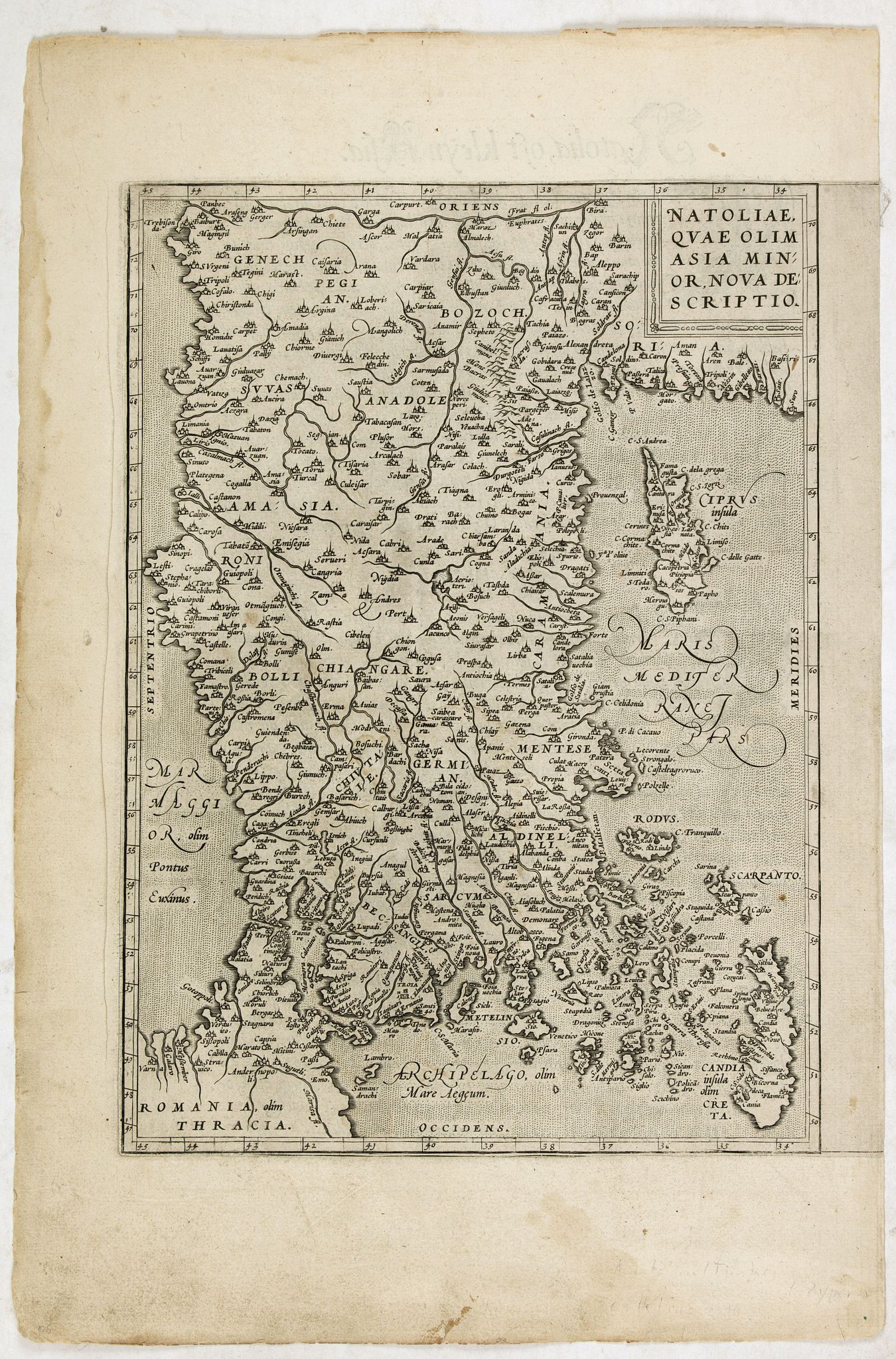 ORTELIUS, A., Natoliae quae olim Asia minor., antique map, old maps