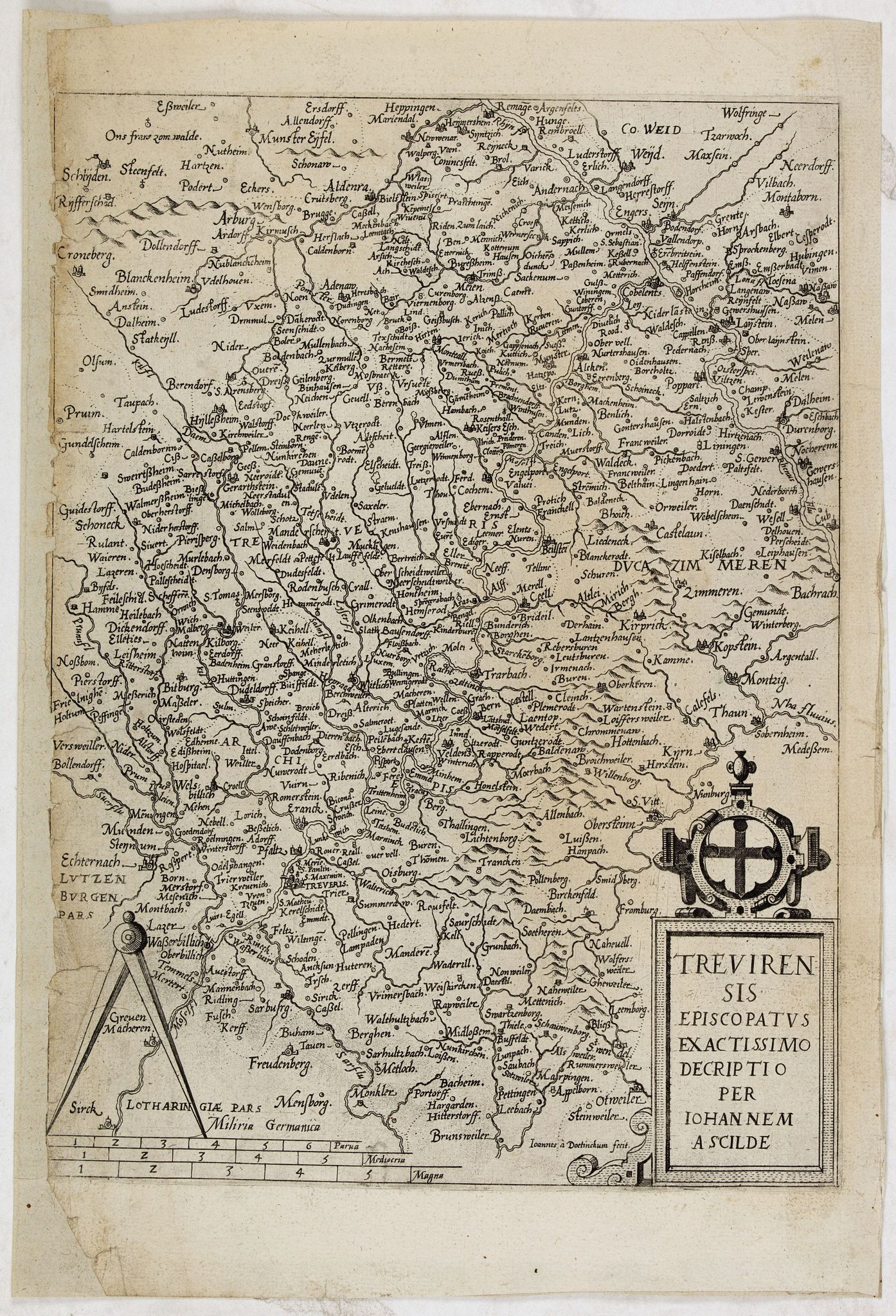DE JODE, G., Trevirensis Episcopatus Exactissimo Decriptio Per Iohannem Scilde., antique map, old maps