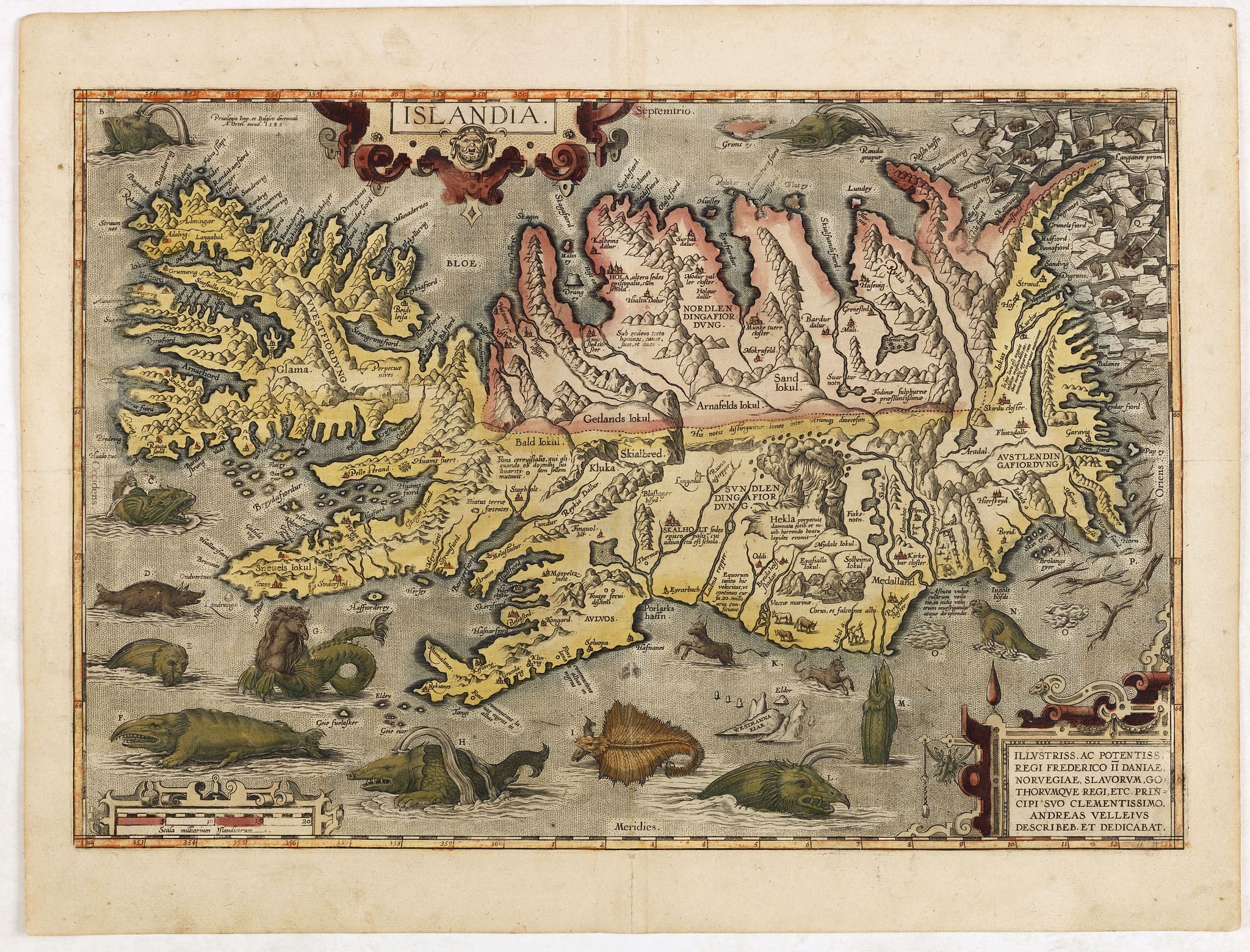 ORTELIUS, A., Islandia., antique map, old maps