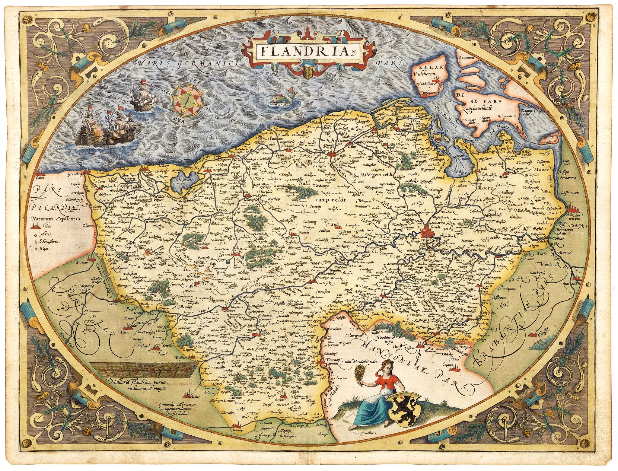 ORTELIUS, A., Flandria., antique map, old maps