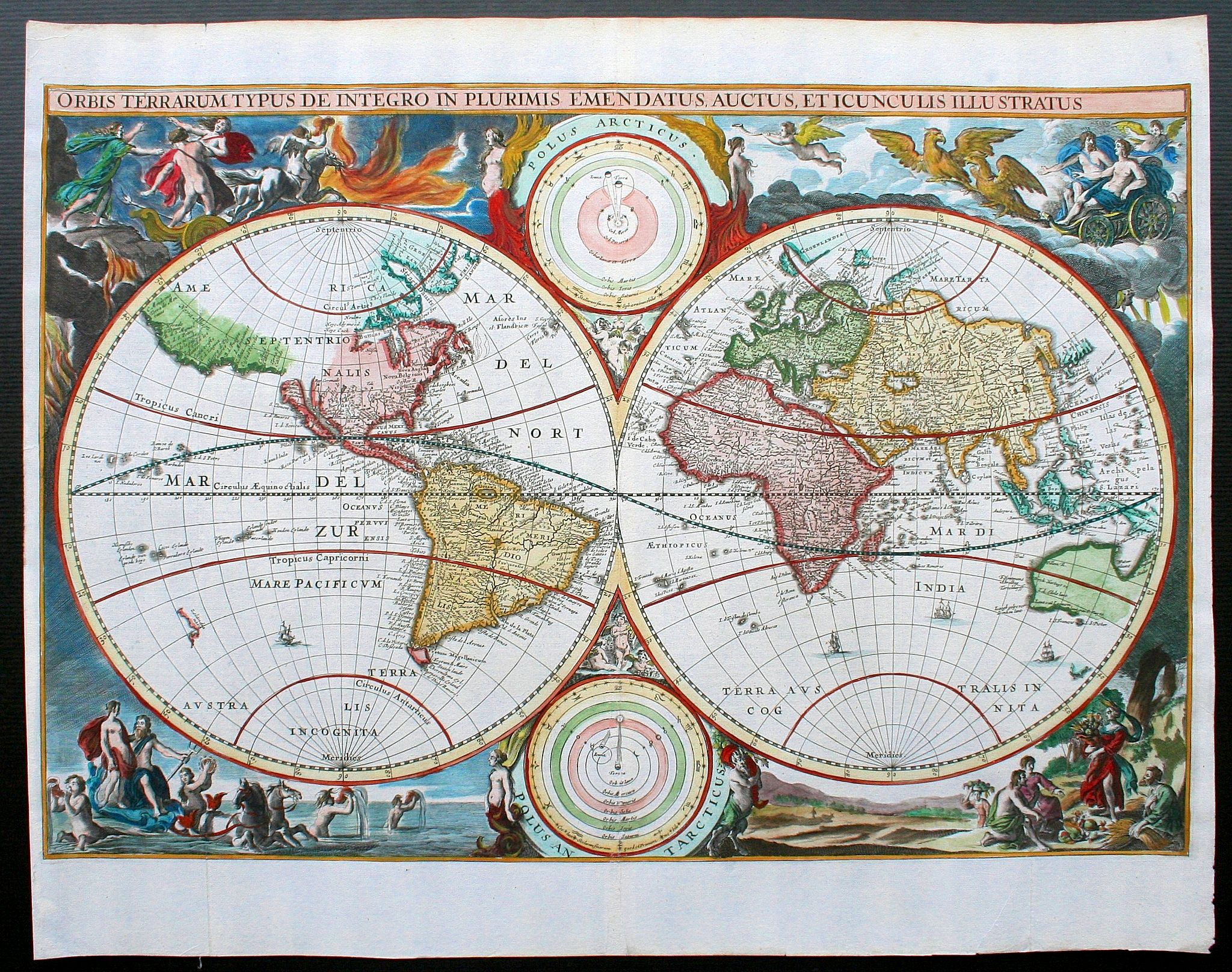 DANCKERTS, C. or SAVRY, J., Orbis terrarum typus de integro in plurimis emendatus.., antique map, old maps