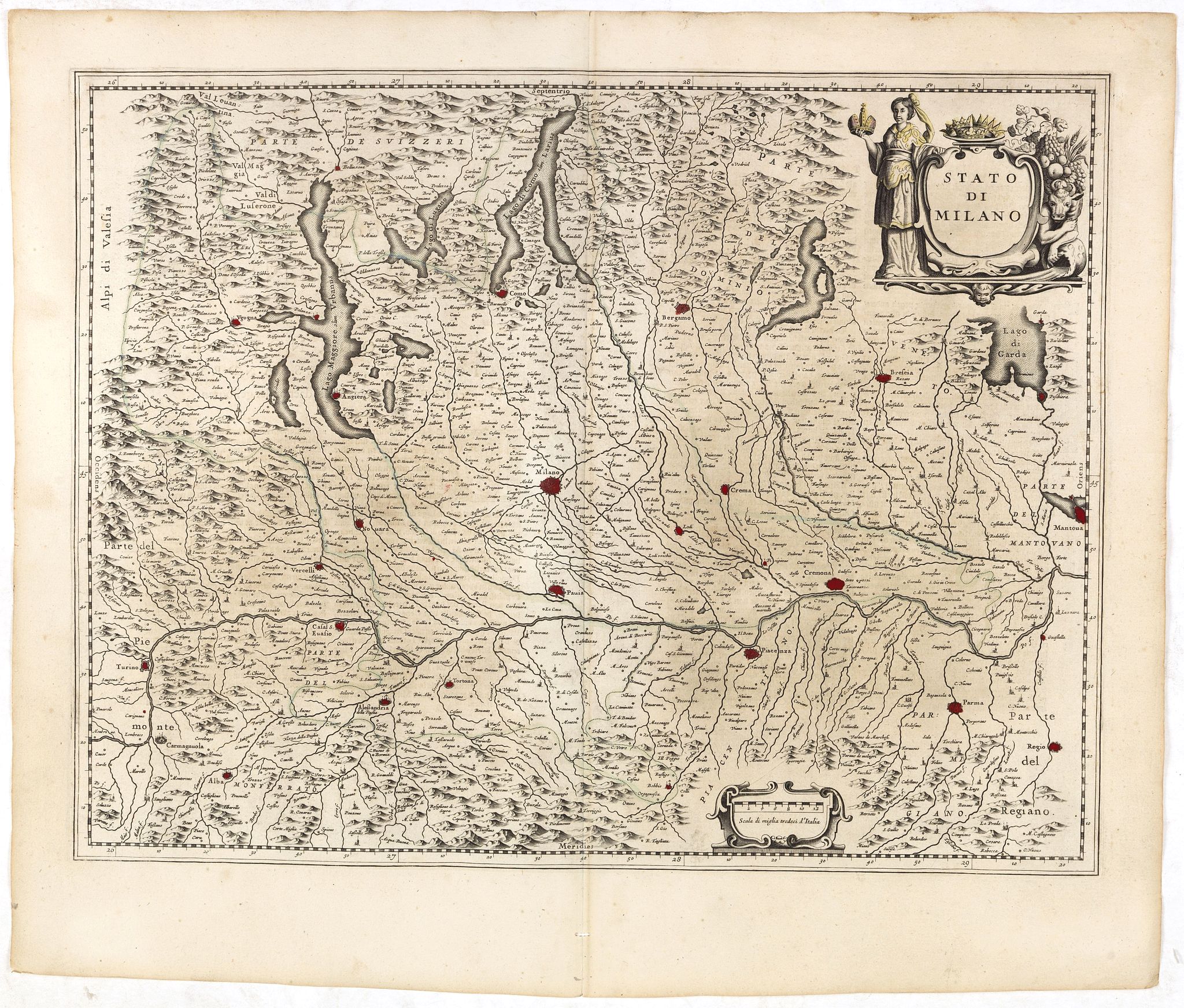 JANSSONIUS, J., Stato di Milano., antique map, old maps