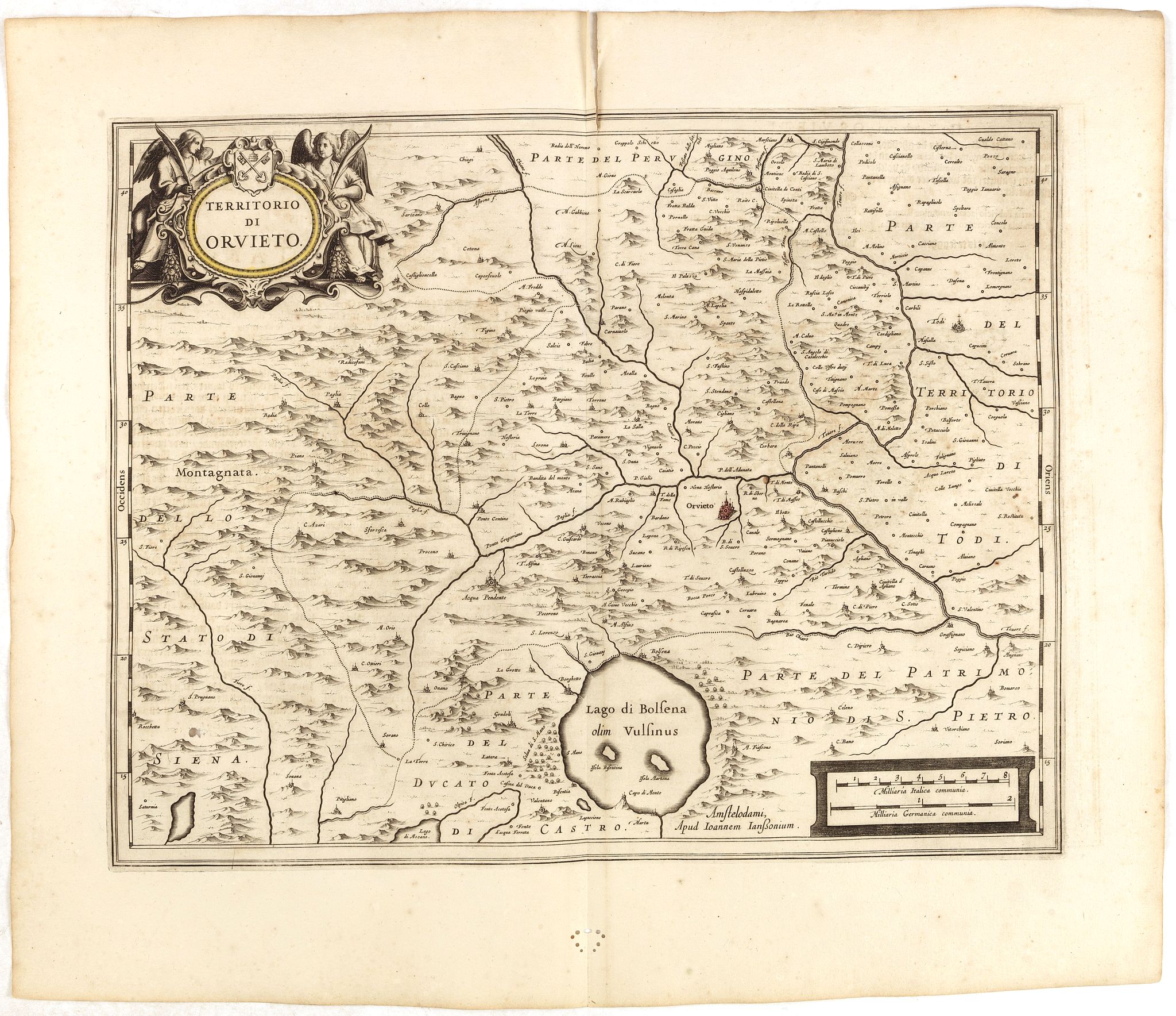 JANSSONIUS, J., Territorio Di Orvieto., antique map, old maps
