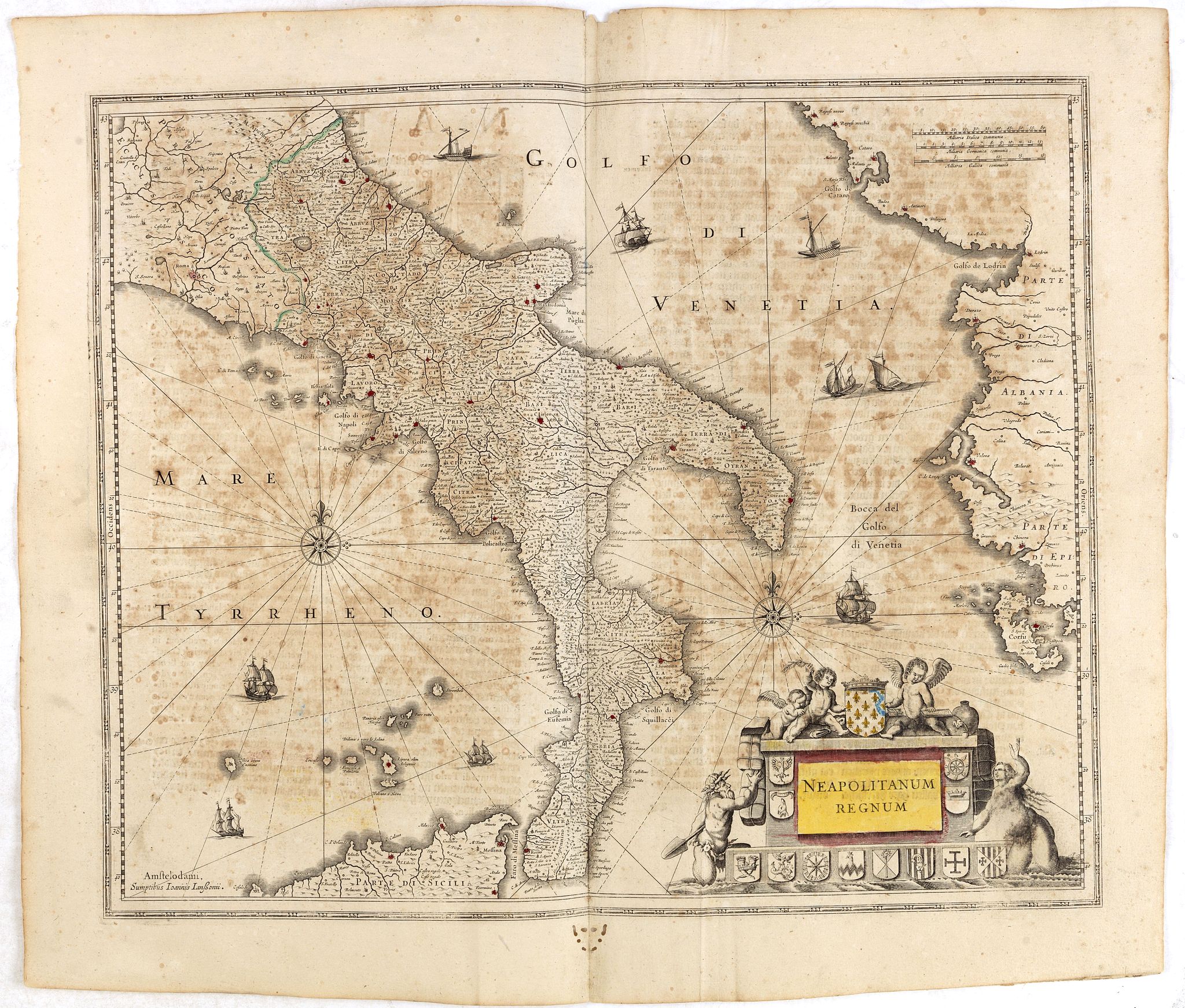 JANSSONIUS, J., Neapolitanum Regnum., antique map, old maps