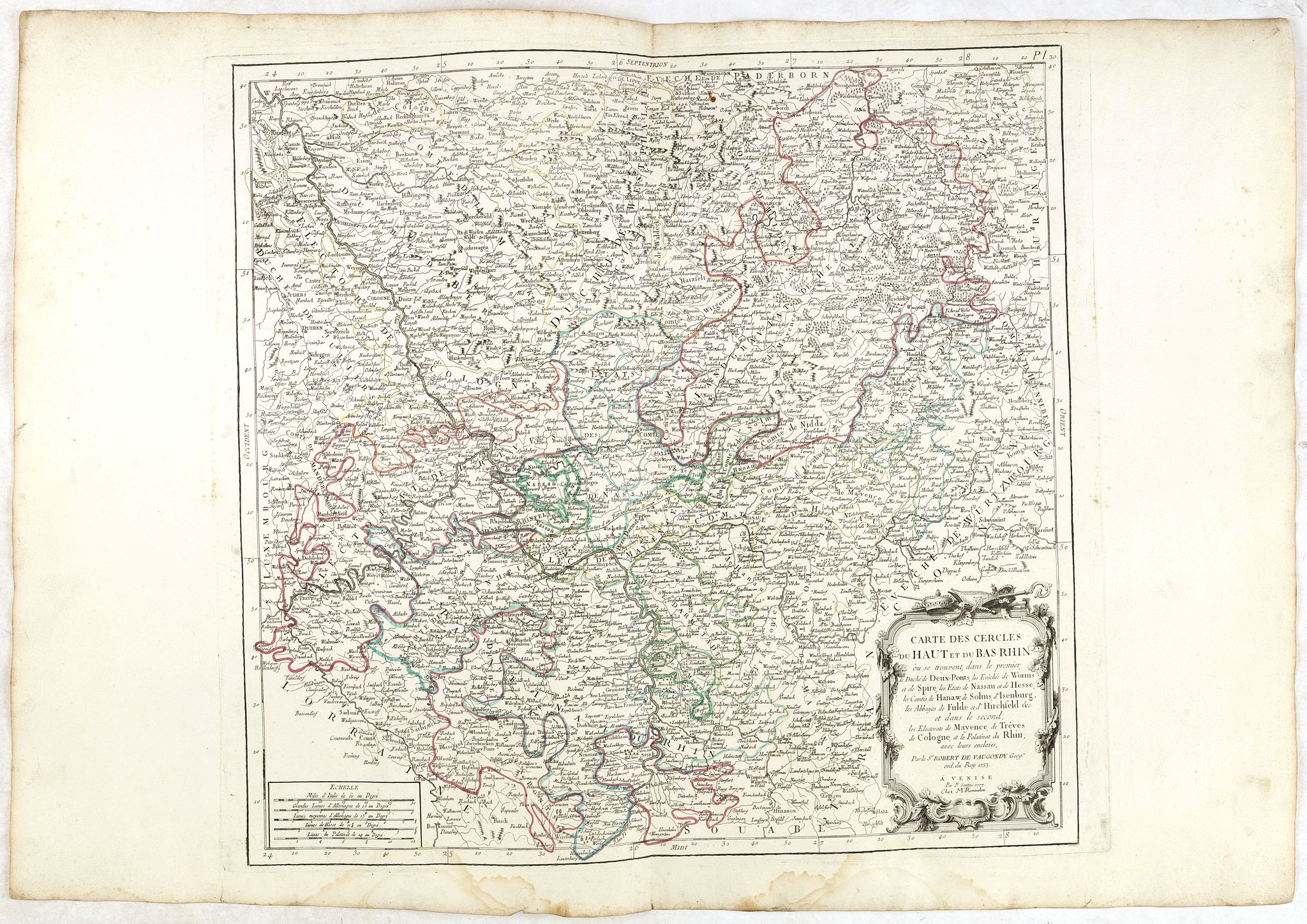 SANTINI, P. / REMONDINI, M., Carte des Cercle du Haut et du Bas Rhin.. avec leurs enclaves., antique map, old maps