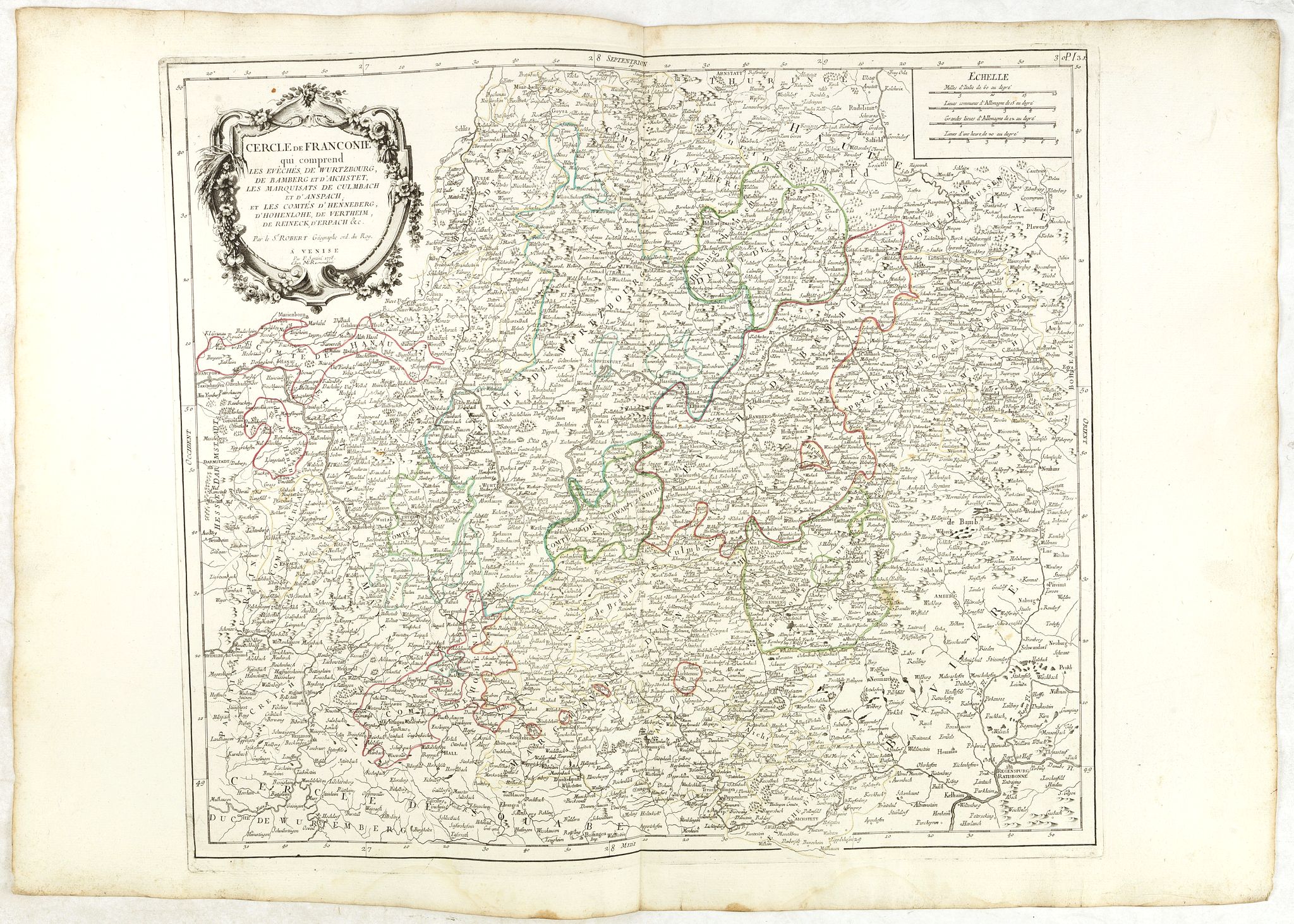 SANTINI, P. / REMONDINI, M., Cercle de Franconie.. Reineck d' Erpach., antique map, old maps
