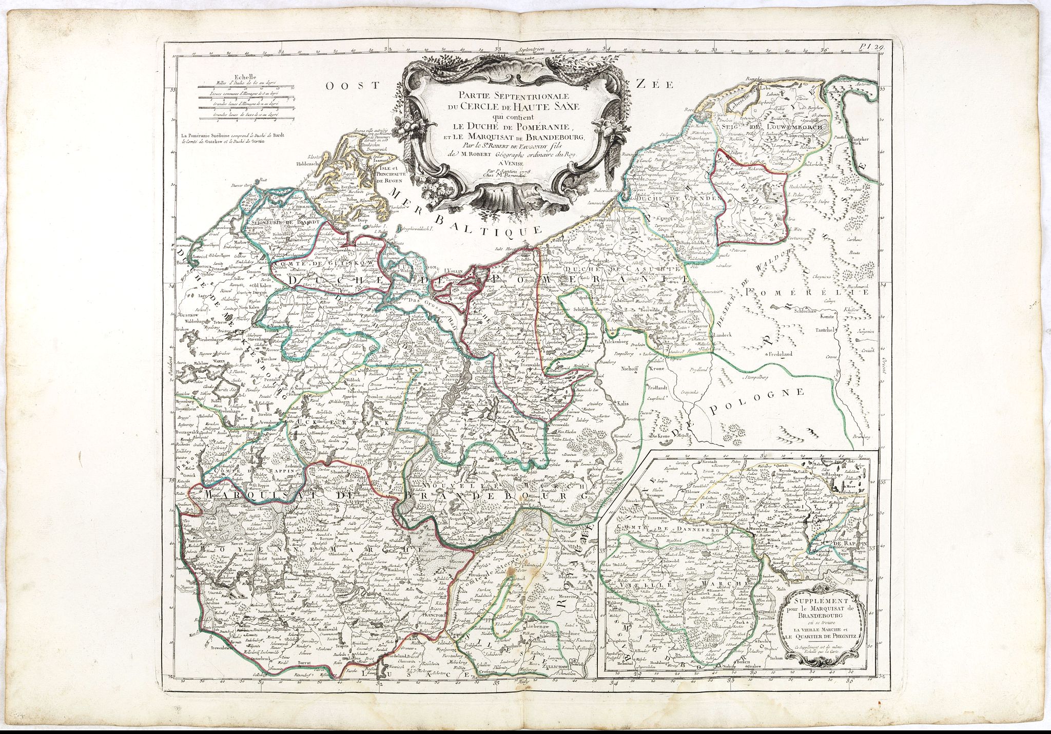 SANTINI, P. / REMONDINI, M., Partie saptentrionale du cercle de Haute Saxe.. Brandebourg., antique map, old maps