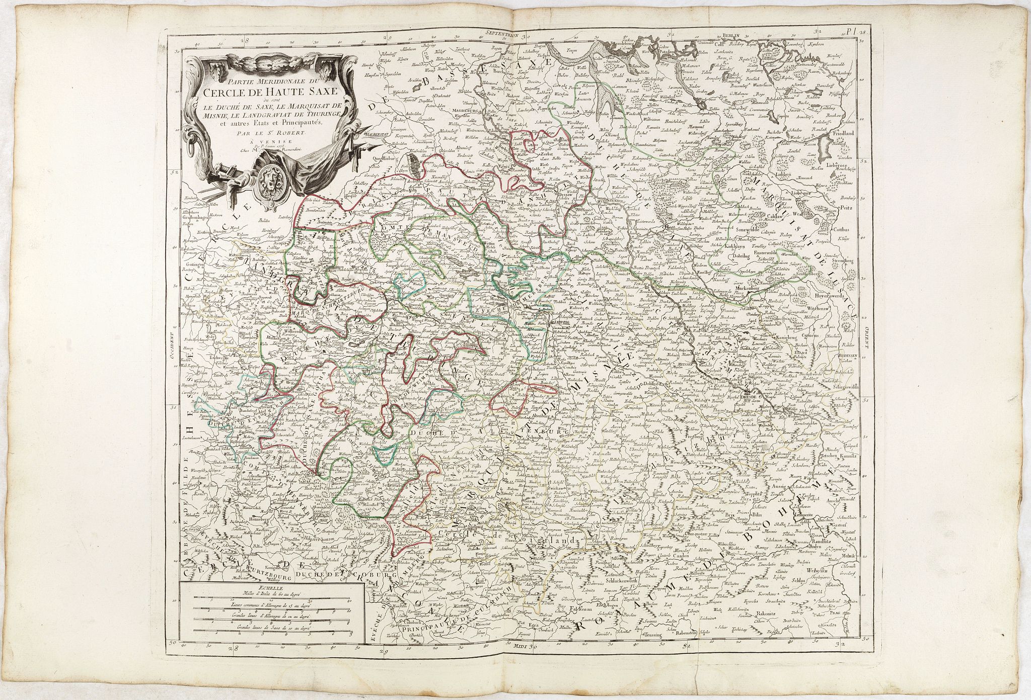 SANTINI, P. / REMONDINI, M., Cercle de Haute Saxe., antique map, old maps