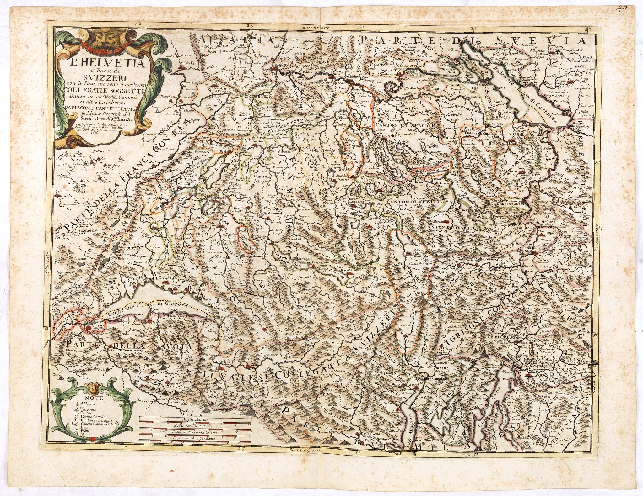 DE ROSSI, G., L'Helvetia . . ., antique map, old maps