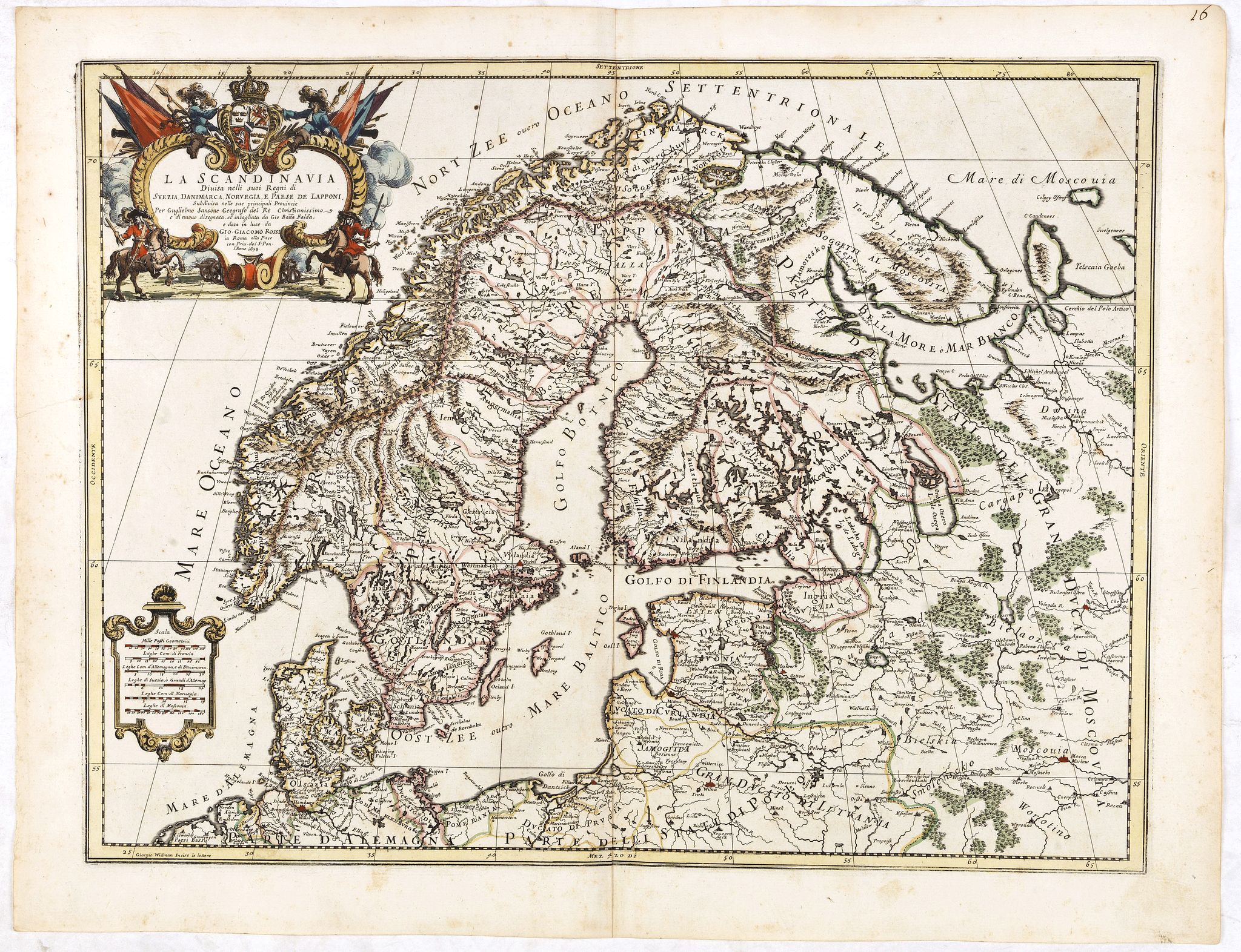 ROSSI, G., La Scandinavia…, antique map, old maps