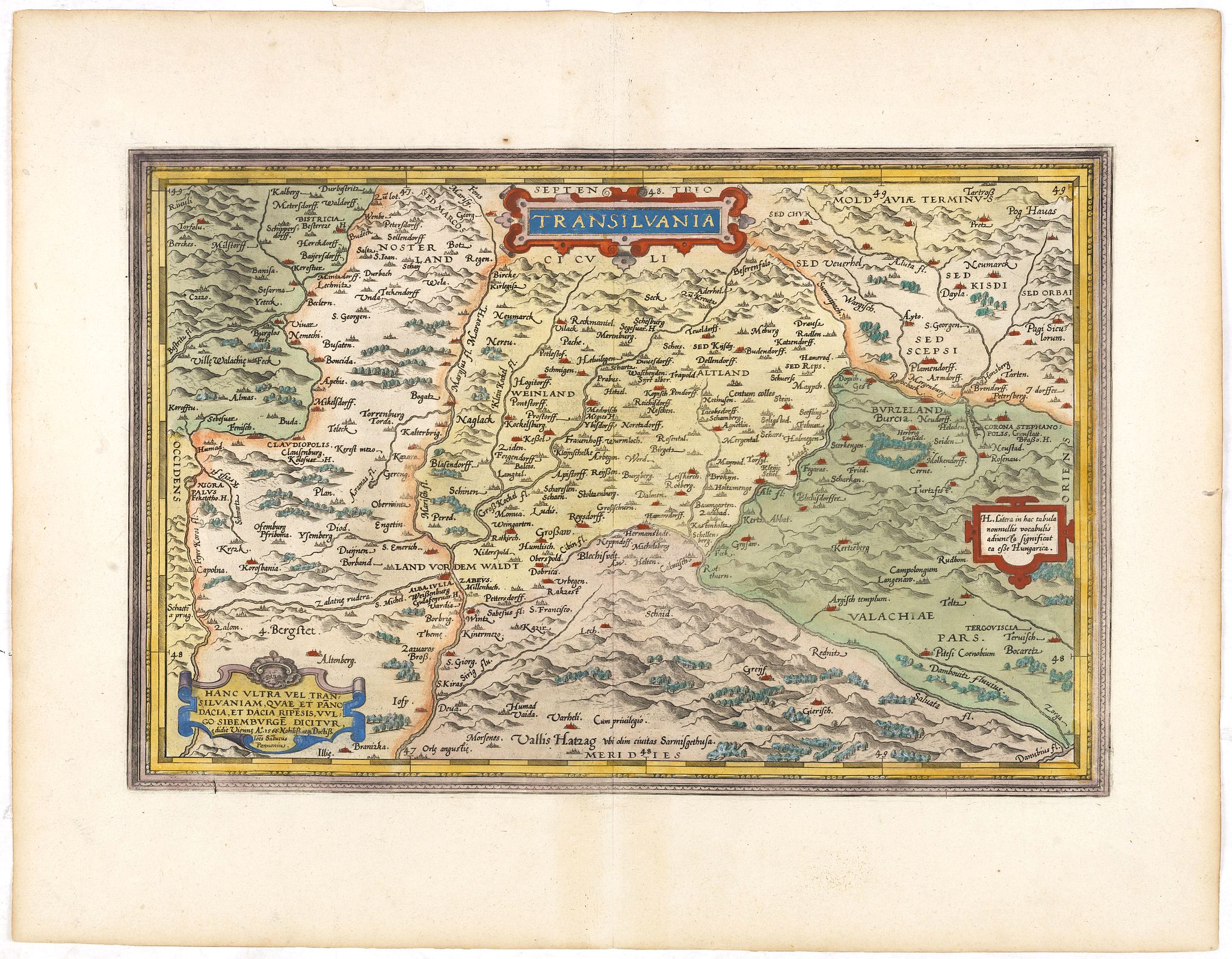 ORTELIUS, A., Transilvania., antique map, old maps