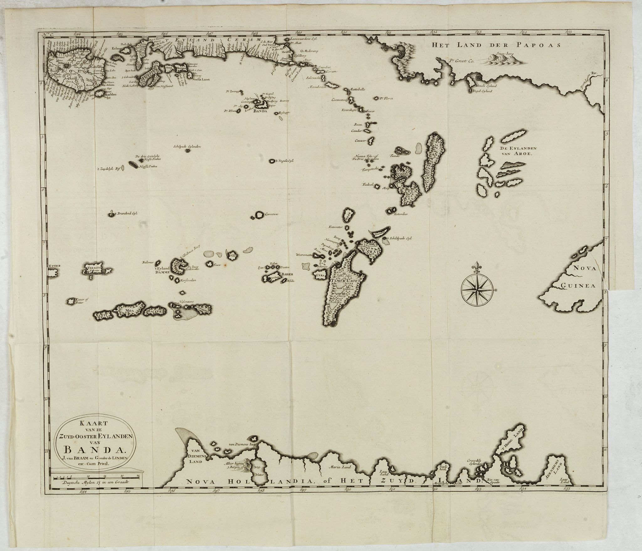 VALENTIJN, F., Kaart van de Zuyd-Ooster Eylanden van Banda., antique map, old maps