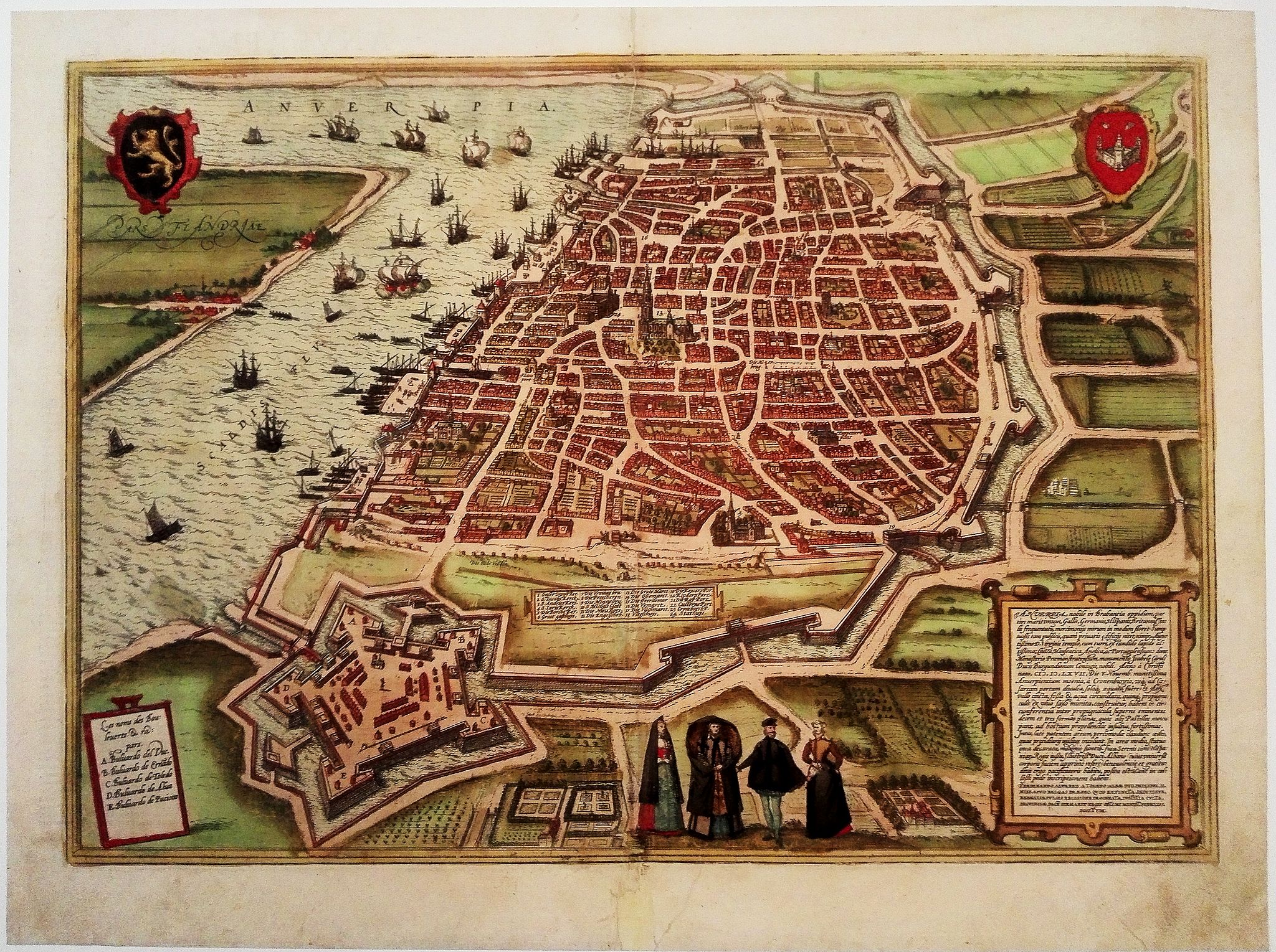 BRAUN,G. / HOGENBERG, F., Anverpia, nobile in Brabantia oppidum, . . (Antwerp), antique map, old maps