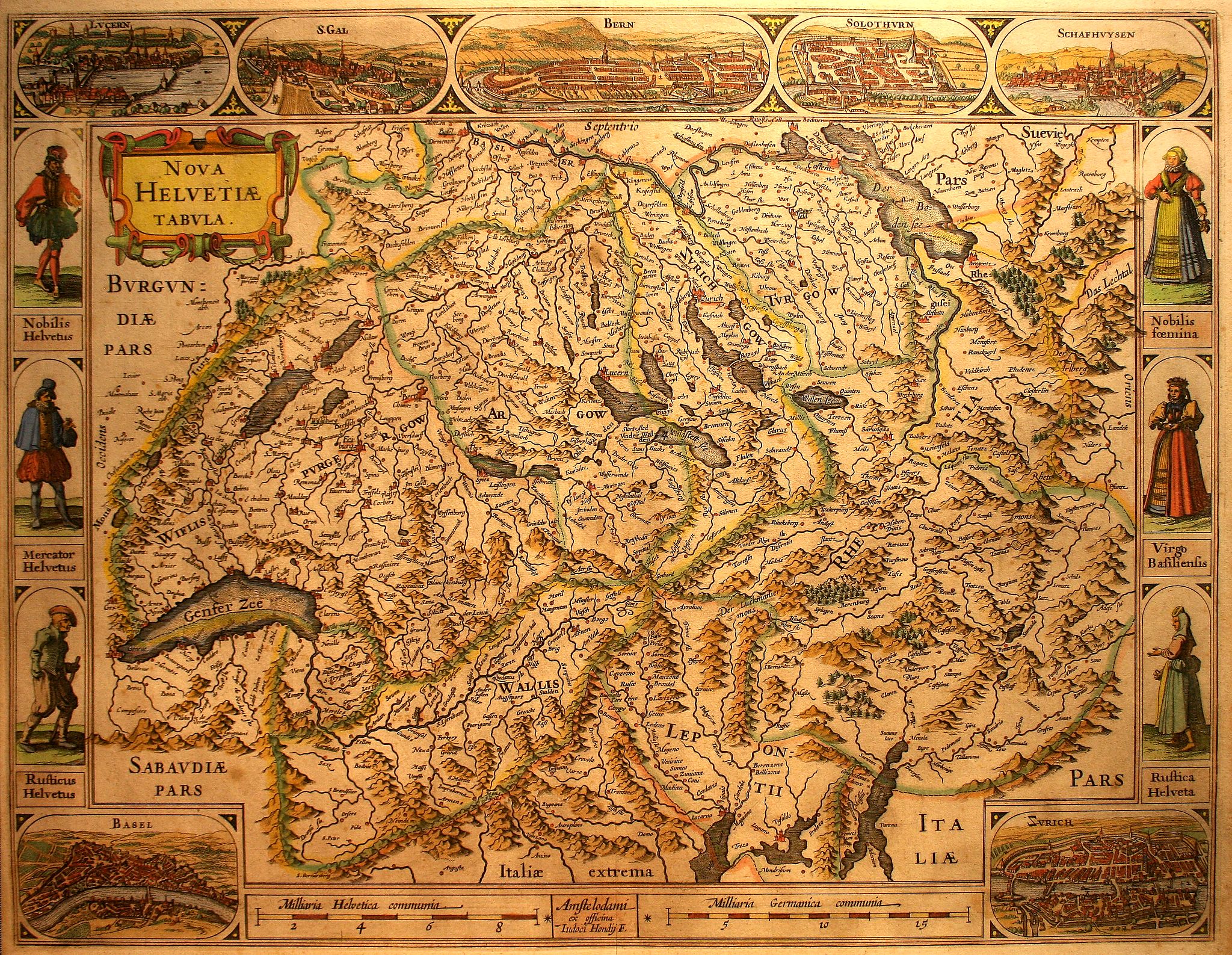 JANSSONIUS, J., Nova Helvetiae Tabula., antique map, old maps