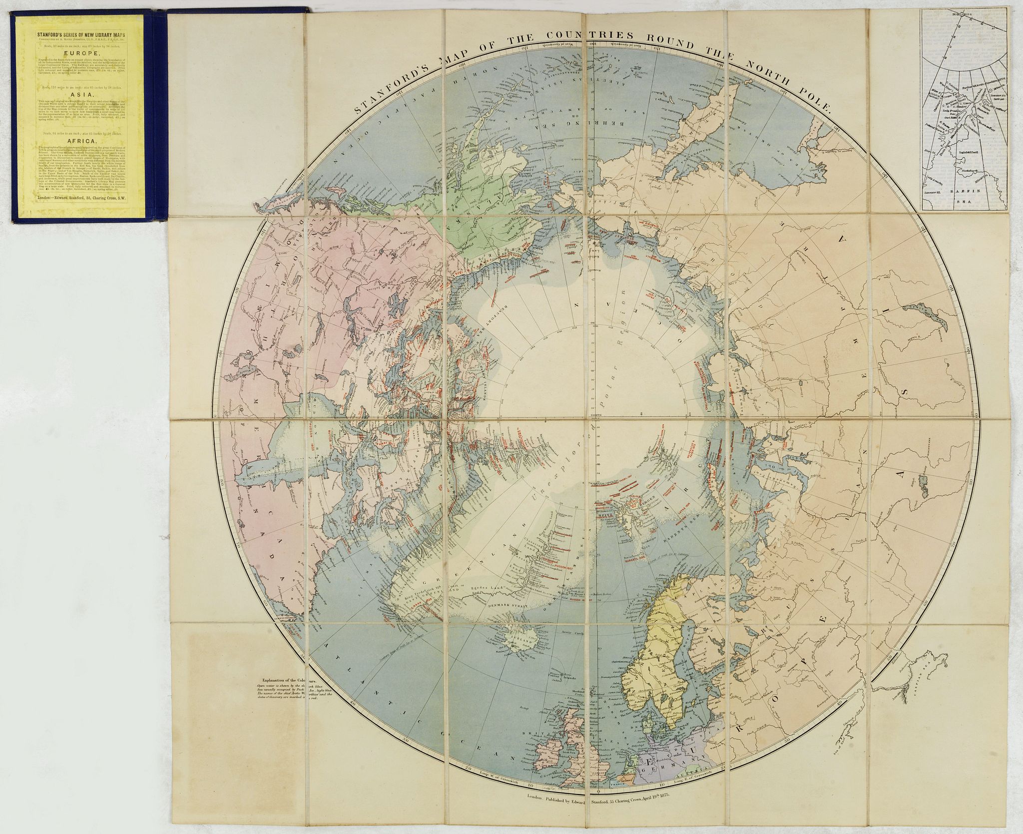 STANFORD, E., Stanford's Map of the countries round the North Pole., antique map, old maps