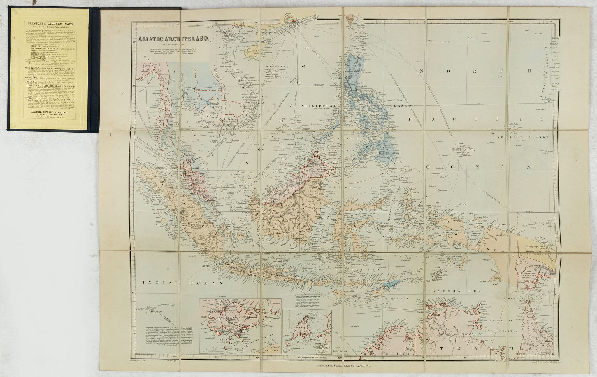 STANFORD, E., Asiatic Archipelago on Mercator's projection., antique map, old maps
