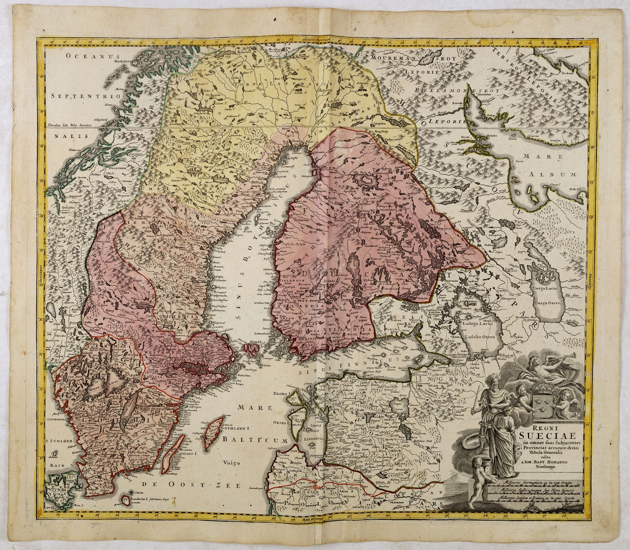 HOMANN, J.B., Regni Sueciae in omnes suas Subjacentes Provincias accurate divisi Tabula Generalis. . ., antique map, old maps