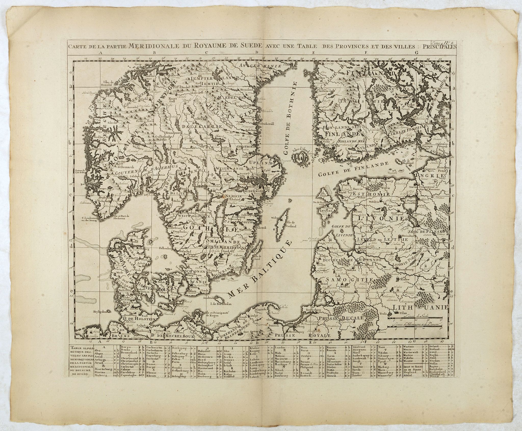 CHATELAIN, H., Carte de la Partie Meridionale du Royaume de Suede…, antique map, old maps