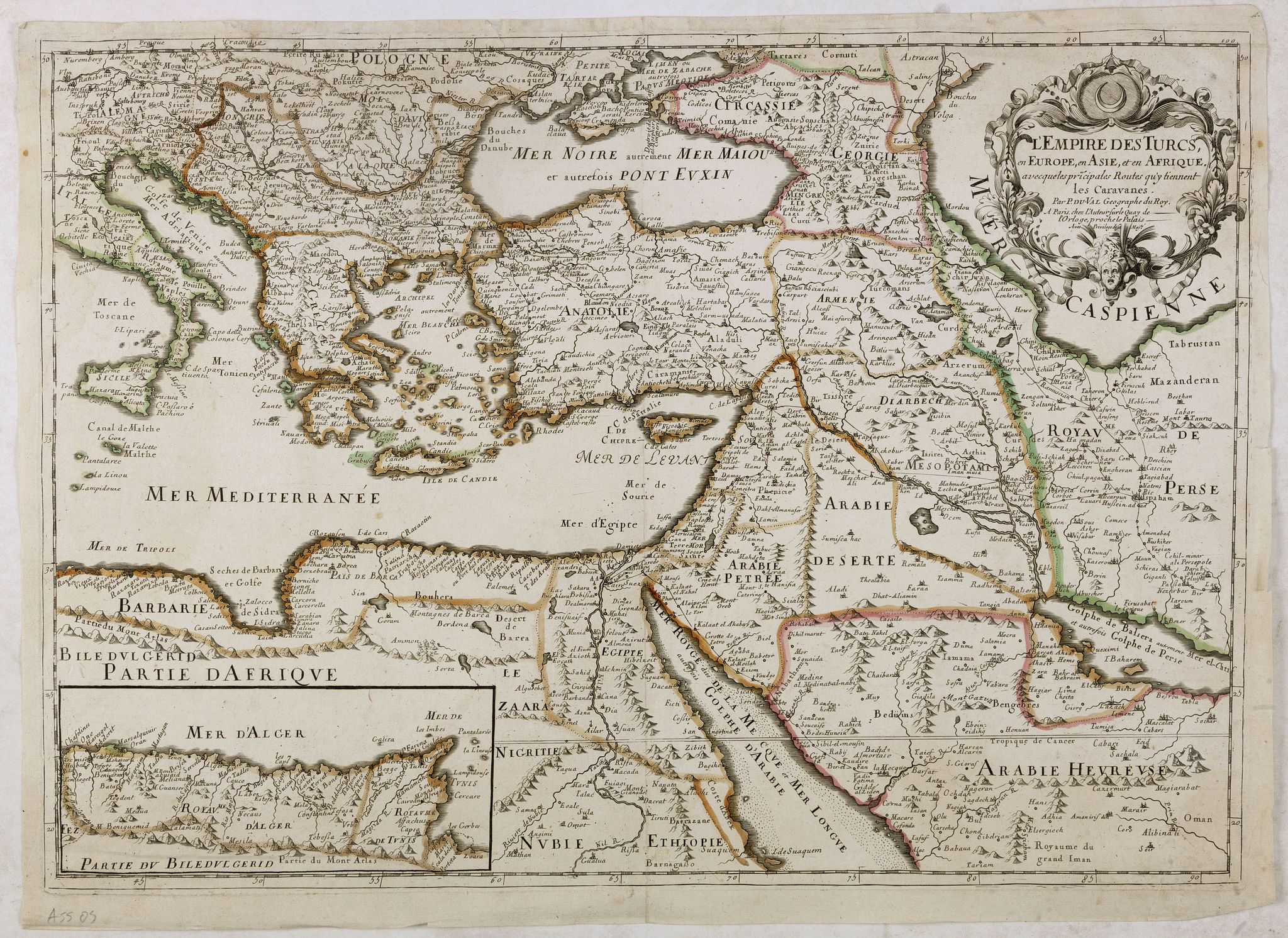 DU VAL, P., L'Empire des Turcs en Europe, en Asie et en Afrique., antique map, old maps