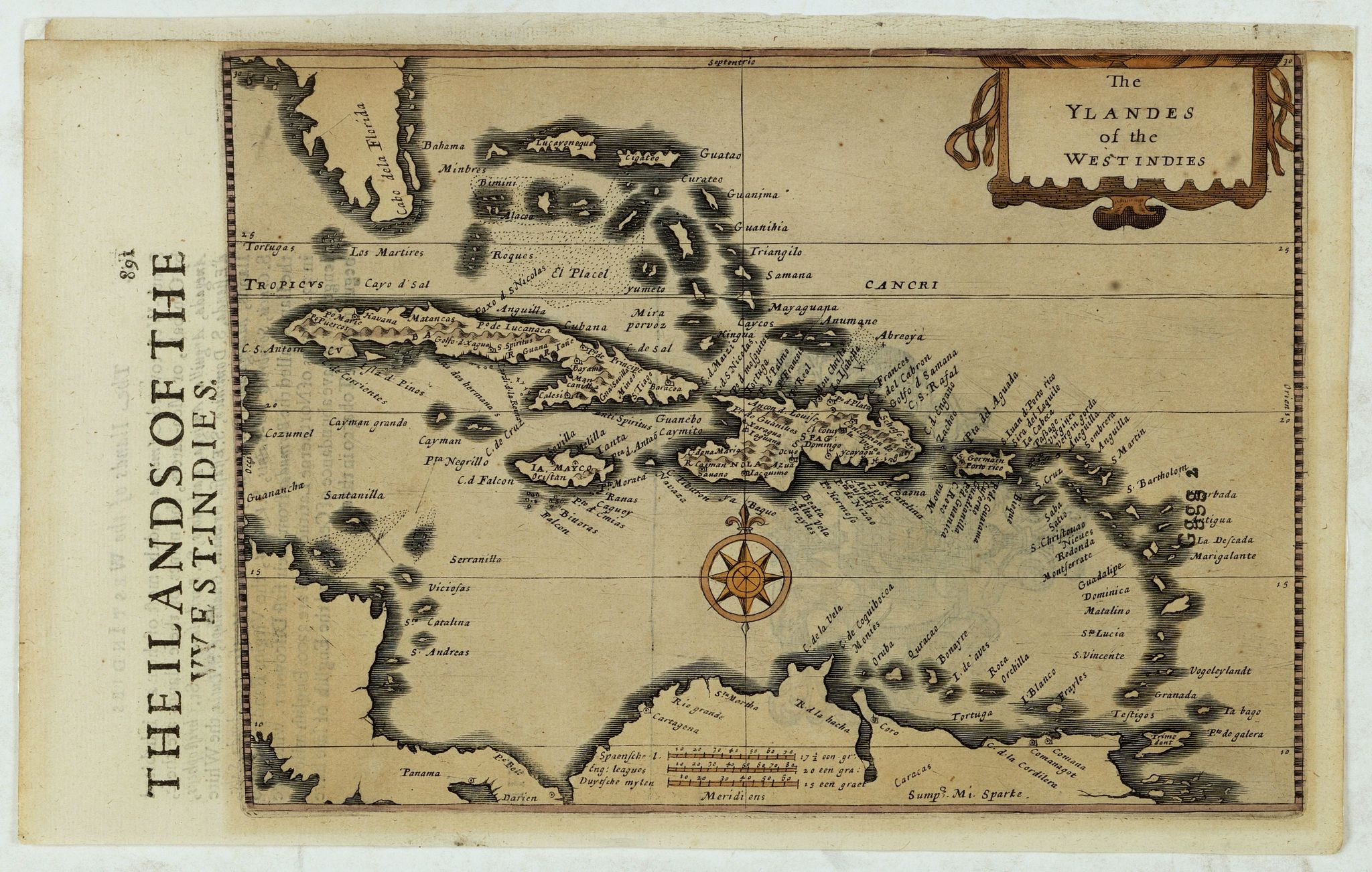 SPARKE, M. / CARTWRIGHT, S. / MERCATOR,G., The Ylandes of the West Indies., antique map, old maps