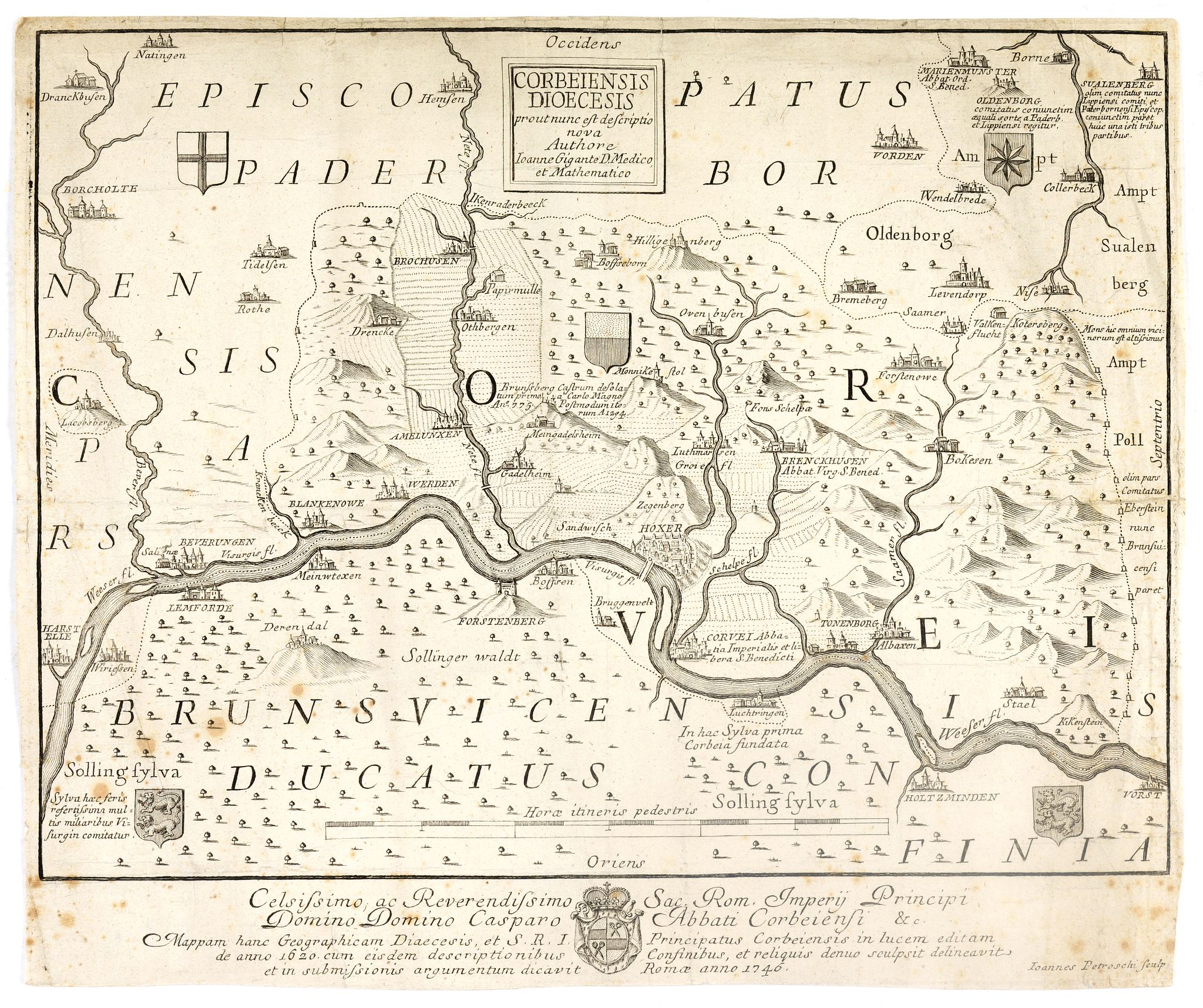 PETROSCHI, G., Corbeiensis Dioecesis pro ut nunc est, descriptio noua Authore Joanne Gigante D. Medico et Mathemat., antique map, old maps