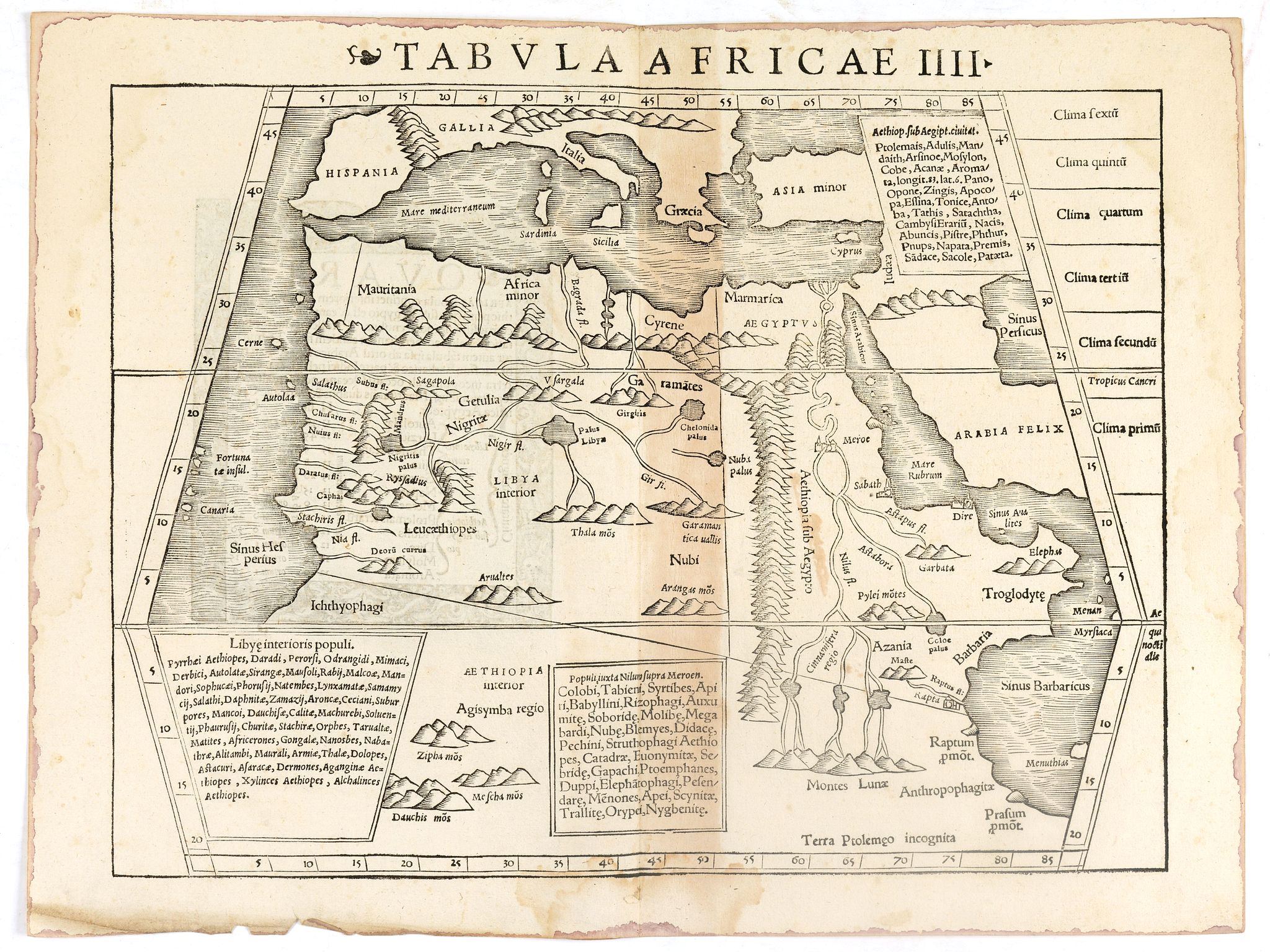MÜNSTER, S., Tabula Africae IIII., antique map, old maps