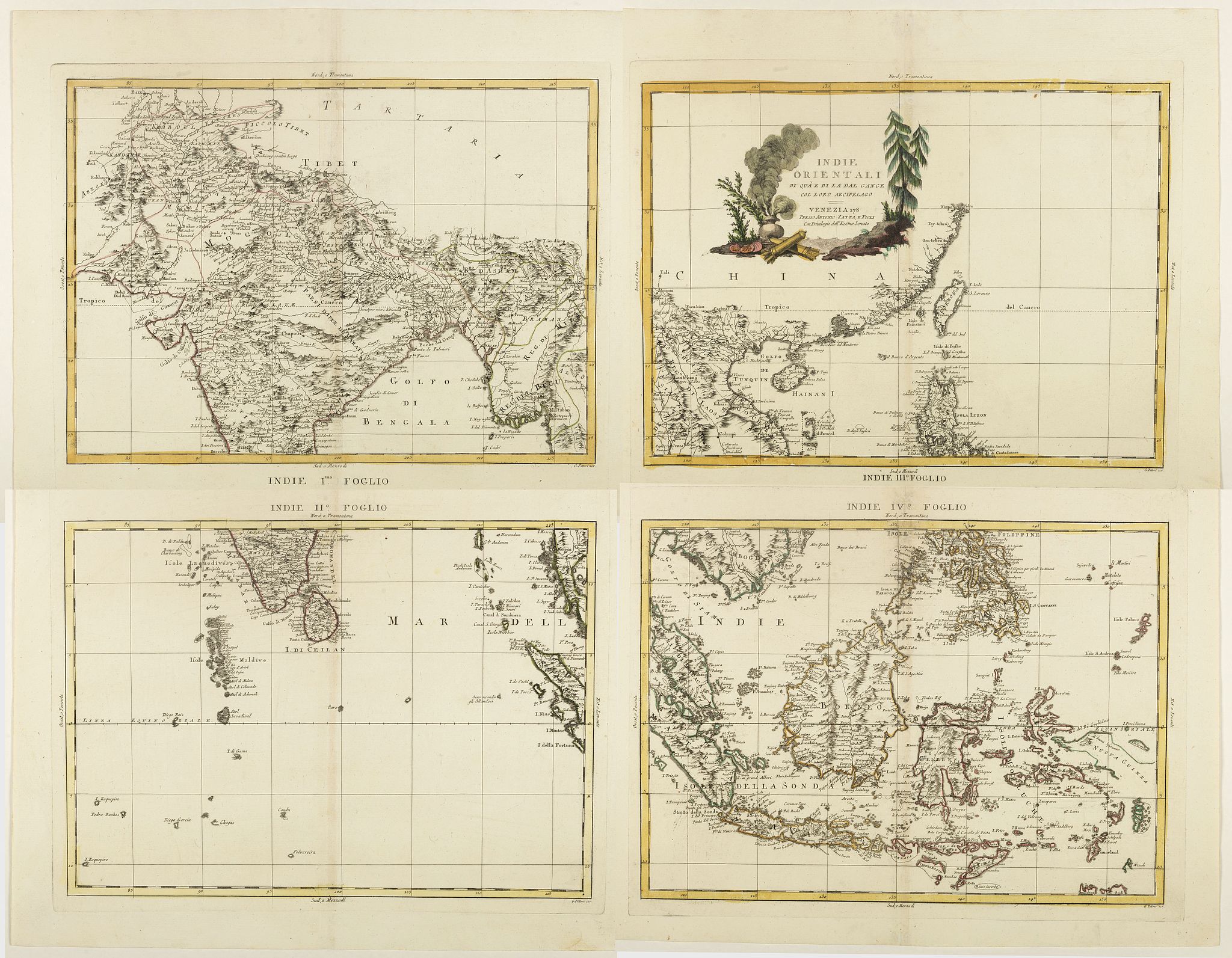 ZATTA, A., Indie Orientali di Quà e di la Dal Gange col Loro Arcipelago., antique map, old maps