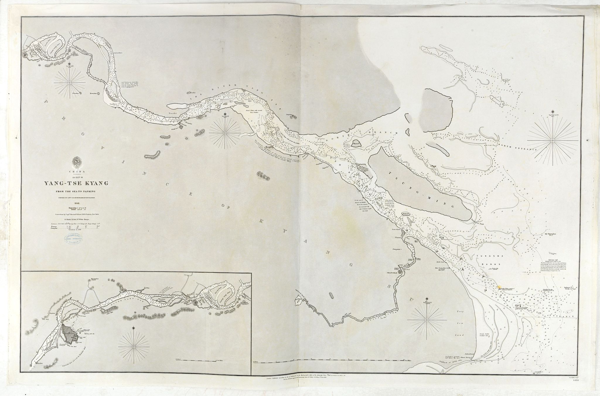WALKER, J. & C., China, Sheet IX, Yang-Tse-Kiang from the sea to Nanking . . ., antique map, old maps