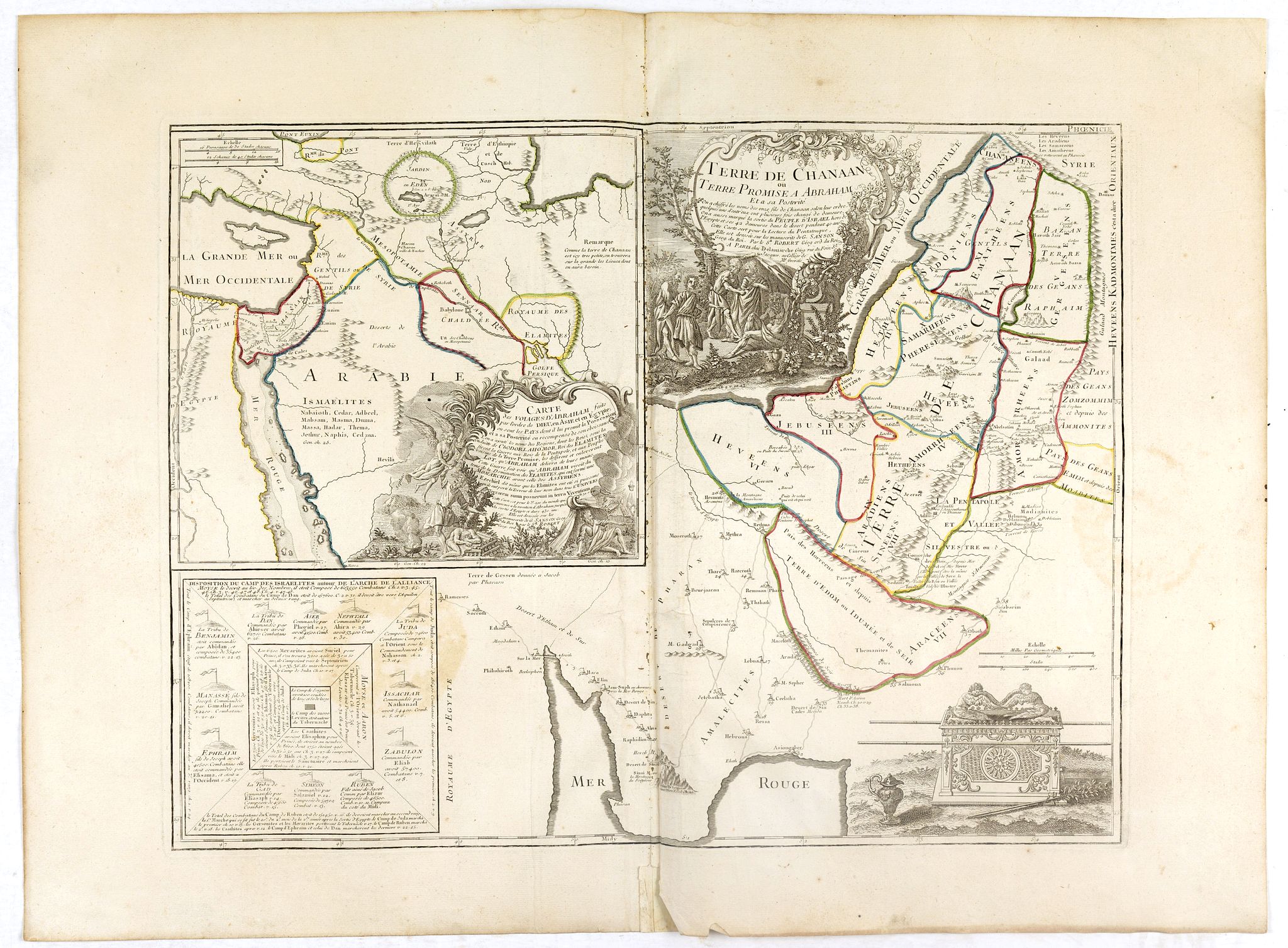 DE VAUGONDY, R. / DELAMARCHE, C.F., Terre de Chanaan, ou Terre promise à Abraham et à sa Posterité . . . ., antique map, old maps