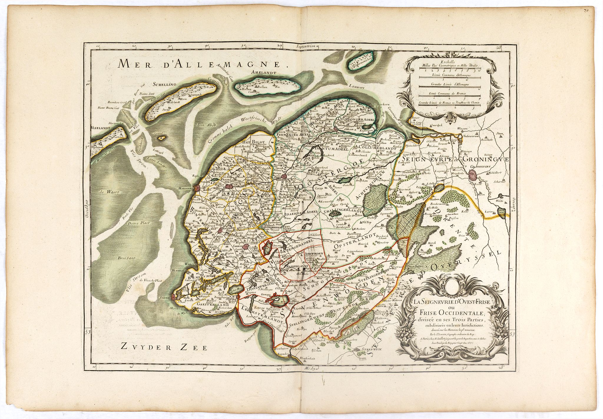 JAILLOT, H. / SANSON, N., La seigneurie d'ouest-Frise ou Frise Occidentale . . ., antique map, old maps