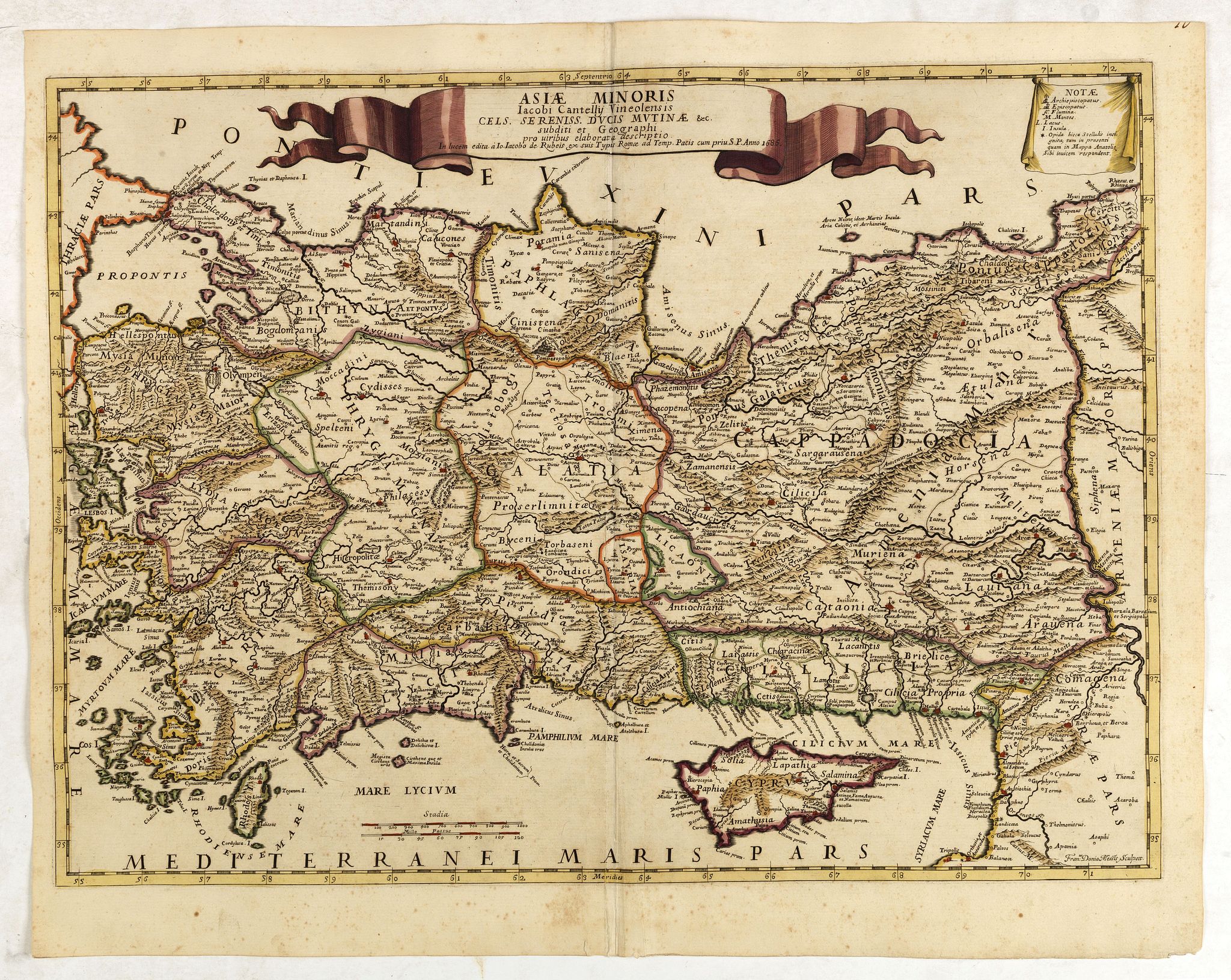 DE ROSSI, G., Asiae Minoris lacobi cantelly vineolensis…, antique map, old maps