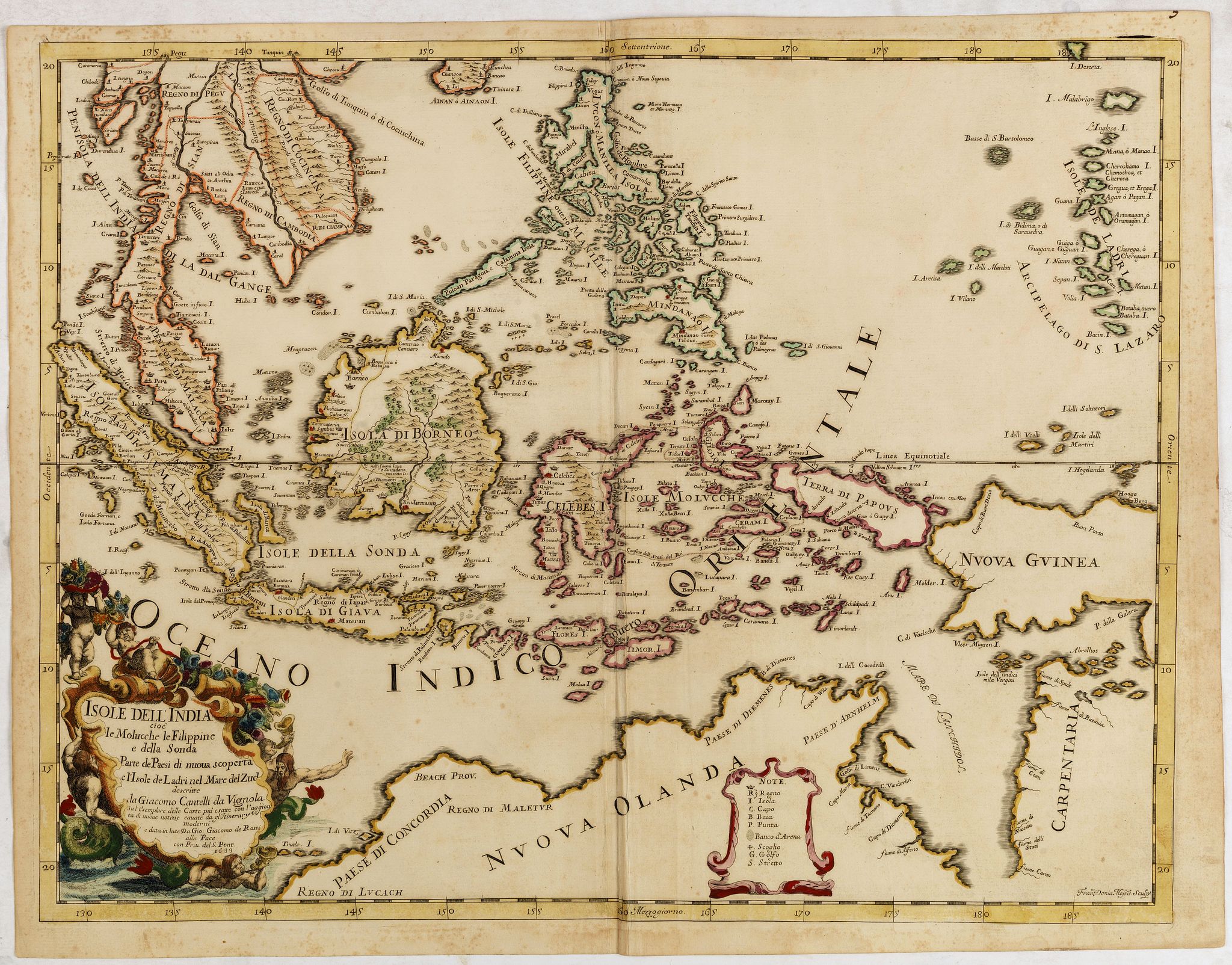 DE ROSSI, G., Isole dell' India cioe la molucche Le Filippine…, antique map, old maps