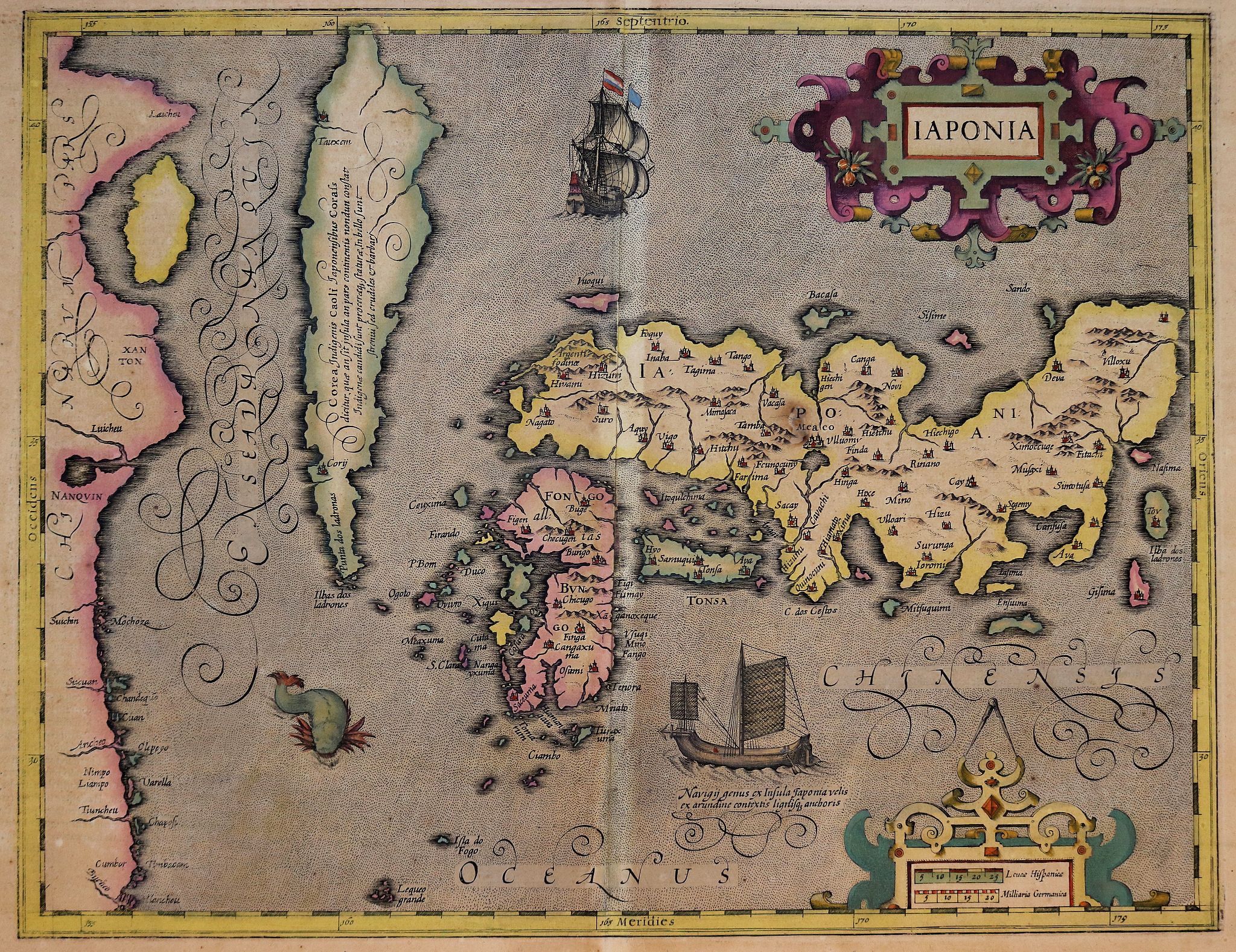 HONDIUS, J., Japoniae Nova Descriptio., antique map, old maps