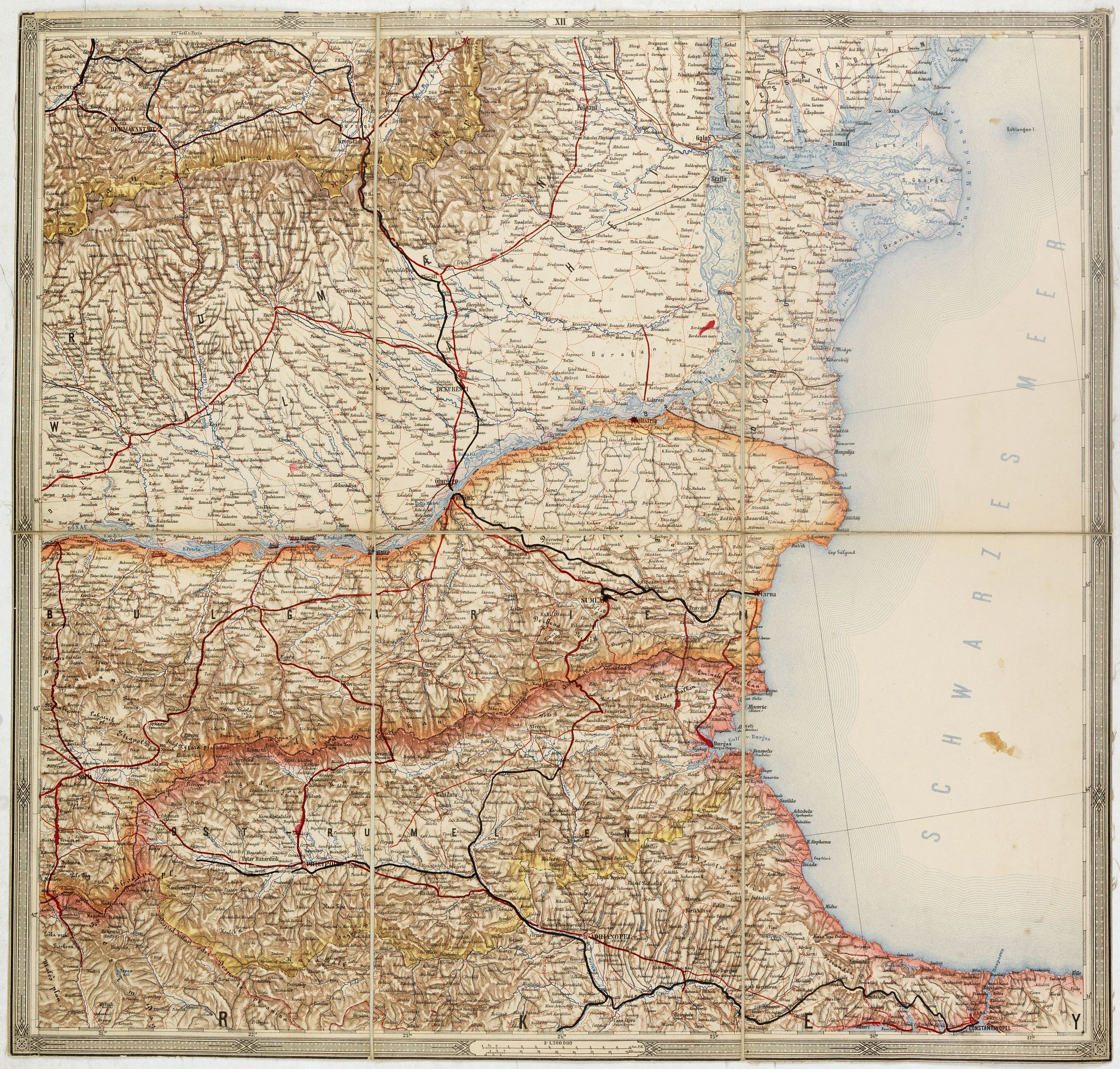 SCHLACHTER, J., (Untitled map of western shores of the Black Sea, with Bulgaria, Roumenia.), antique map, old maps