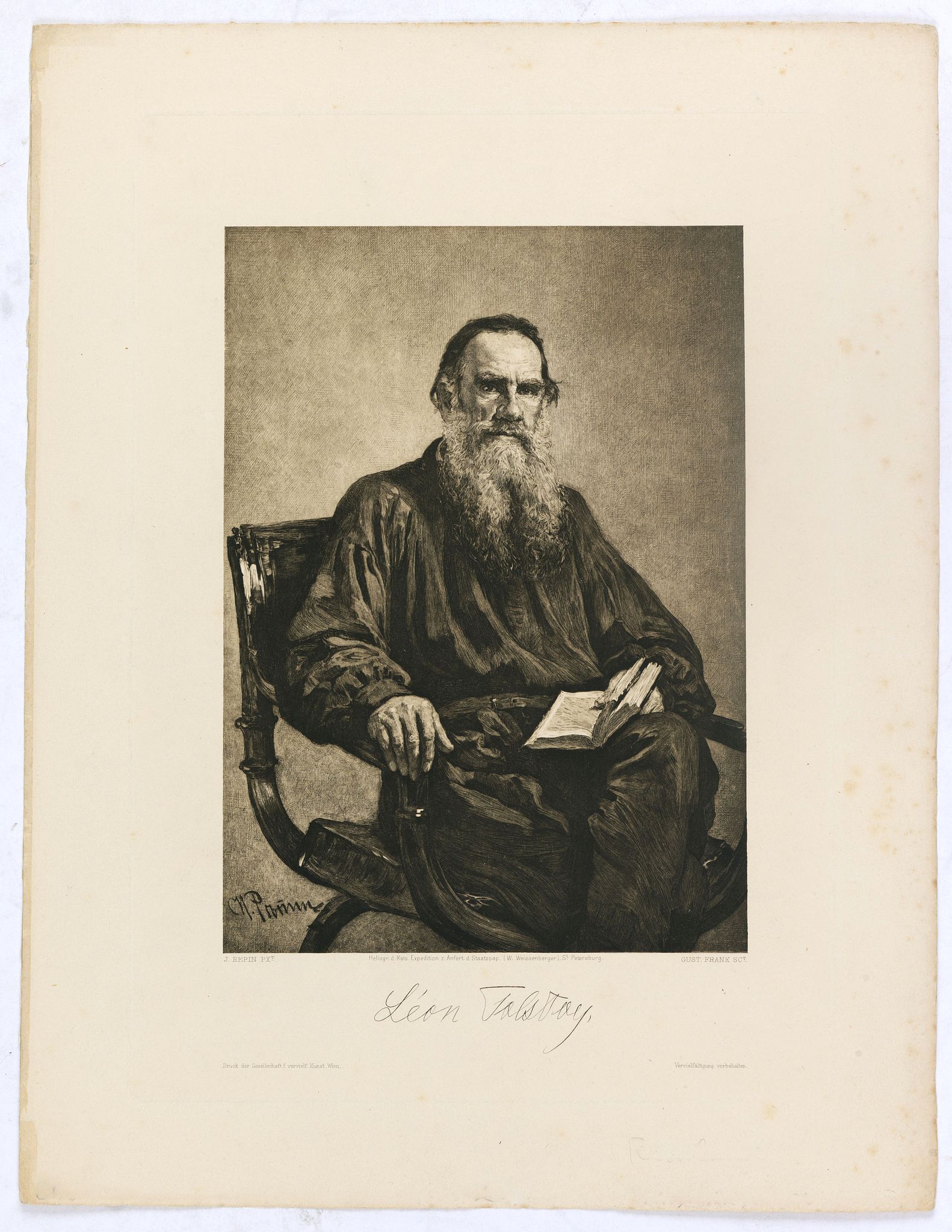 FRANK, G., Léon Tolstoy., antique map, old maps