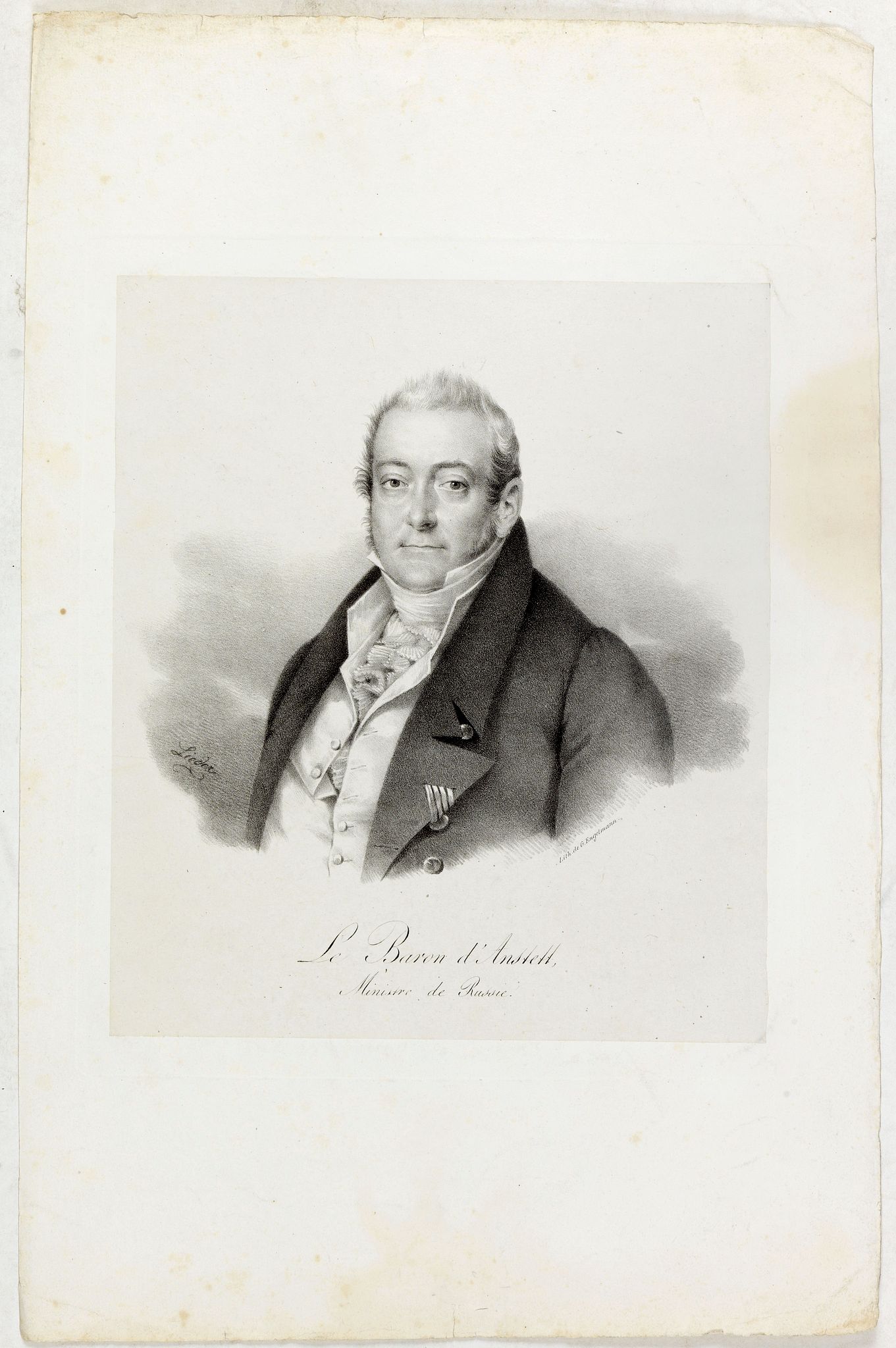 ENGELMANN, G., Le Baron d'Amstett. Ministre de Russie., antique map, old maps