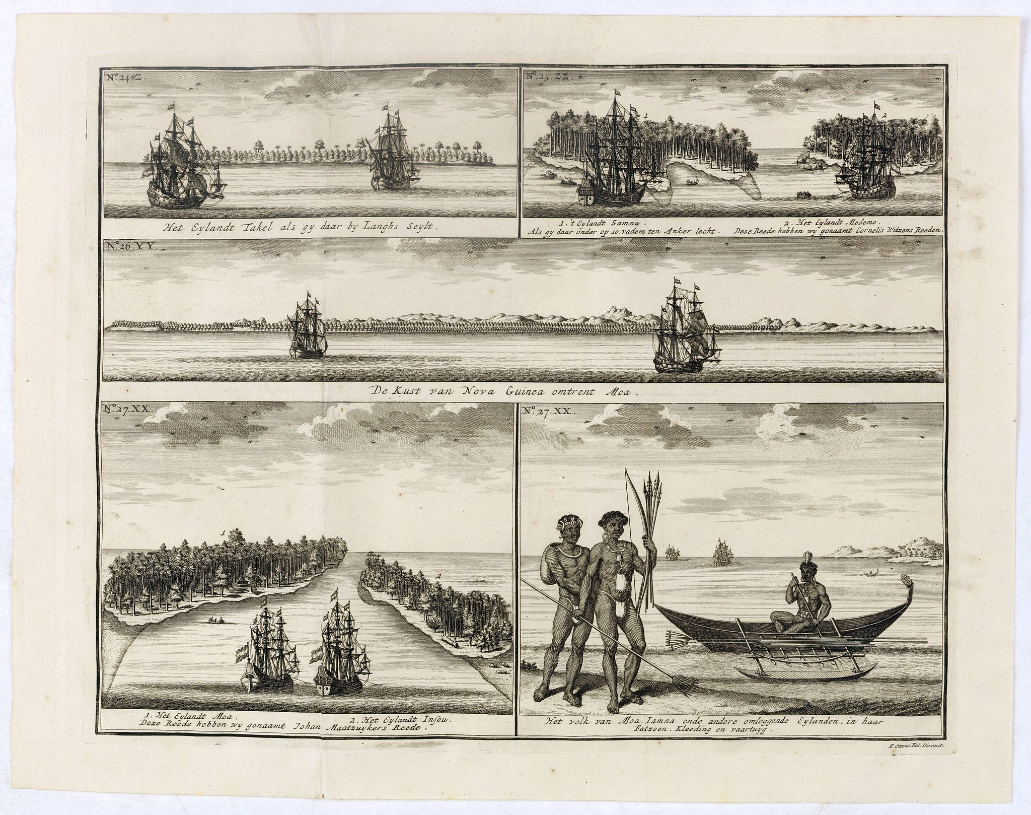 VALENTIJN, F., Het Eylandt Takel als gy, daar by Langhs Seylt . . ., antique map, old maps
