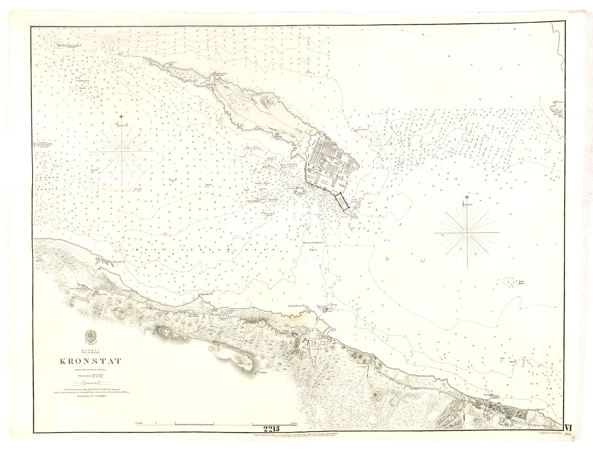 HYDROGRAPHIC OFFICE, Baltic Gulf of Finland KRONSTAT from the Russian survey . . ., antique map, old maps