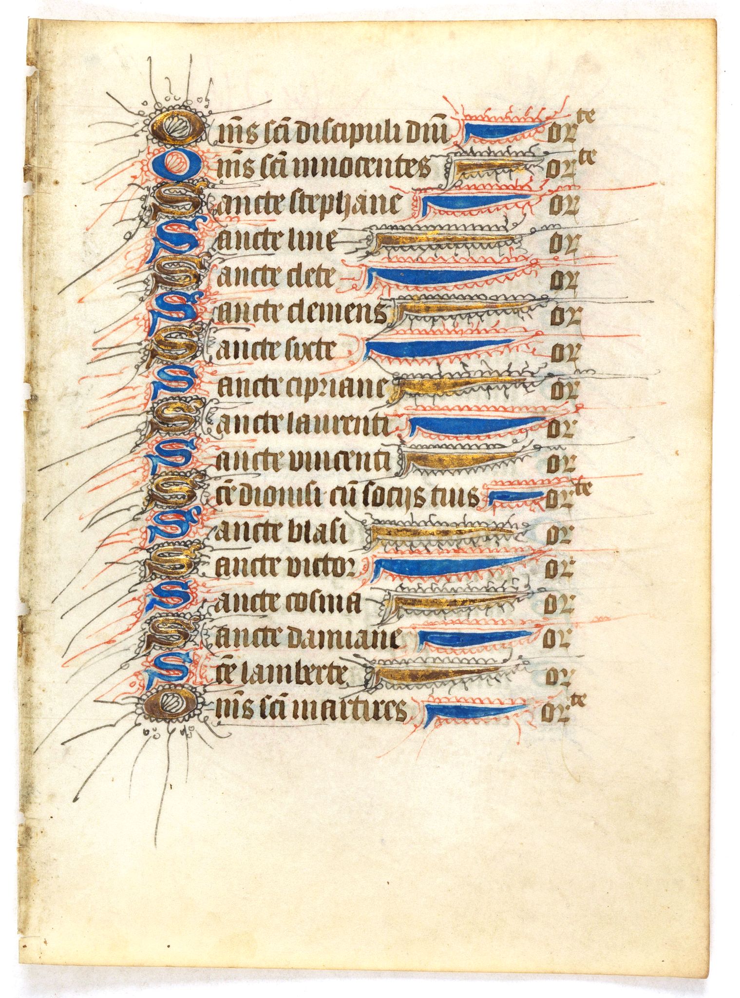 BOOK OF HOURS, Leaf on vellum from a manuscript Book of Hours., antique map, old maps
