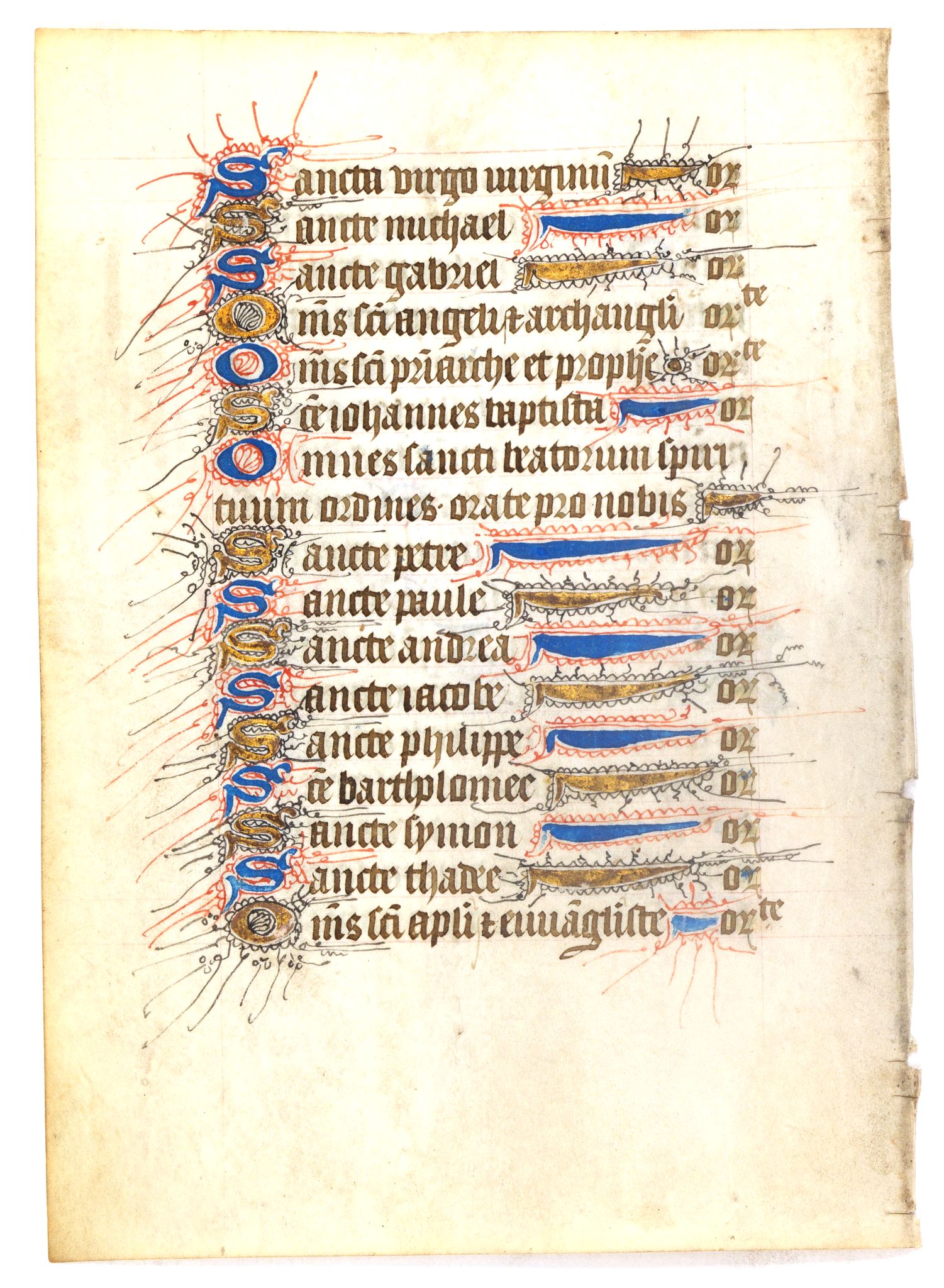 BOOK OF HOURS, Leaf on vellum from a manuscript Book of Hours., antique map, old maps