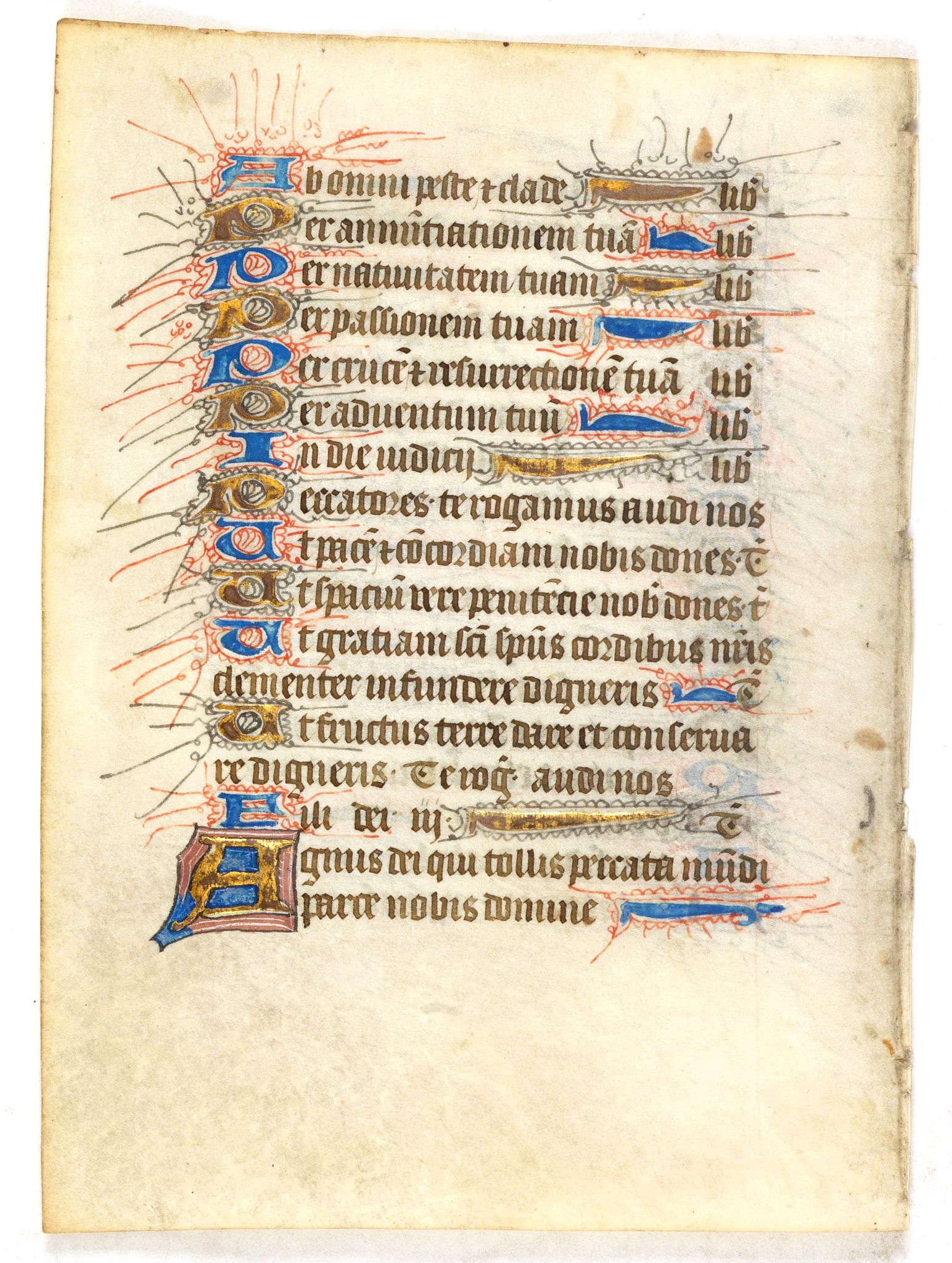 BOOK OF HOURS, Leaf on vellum from a manuscript Book of Hours., antique map, old maps