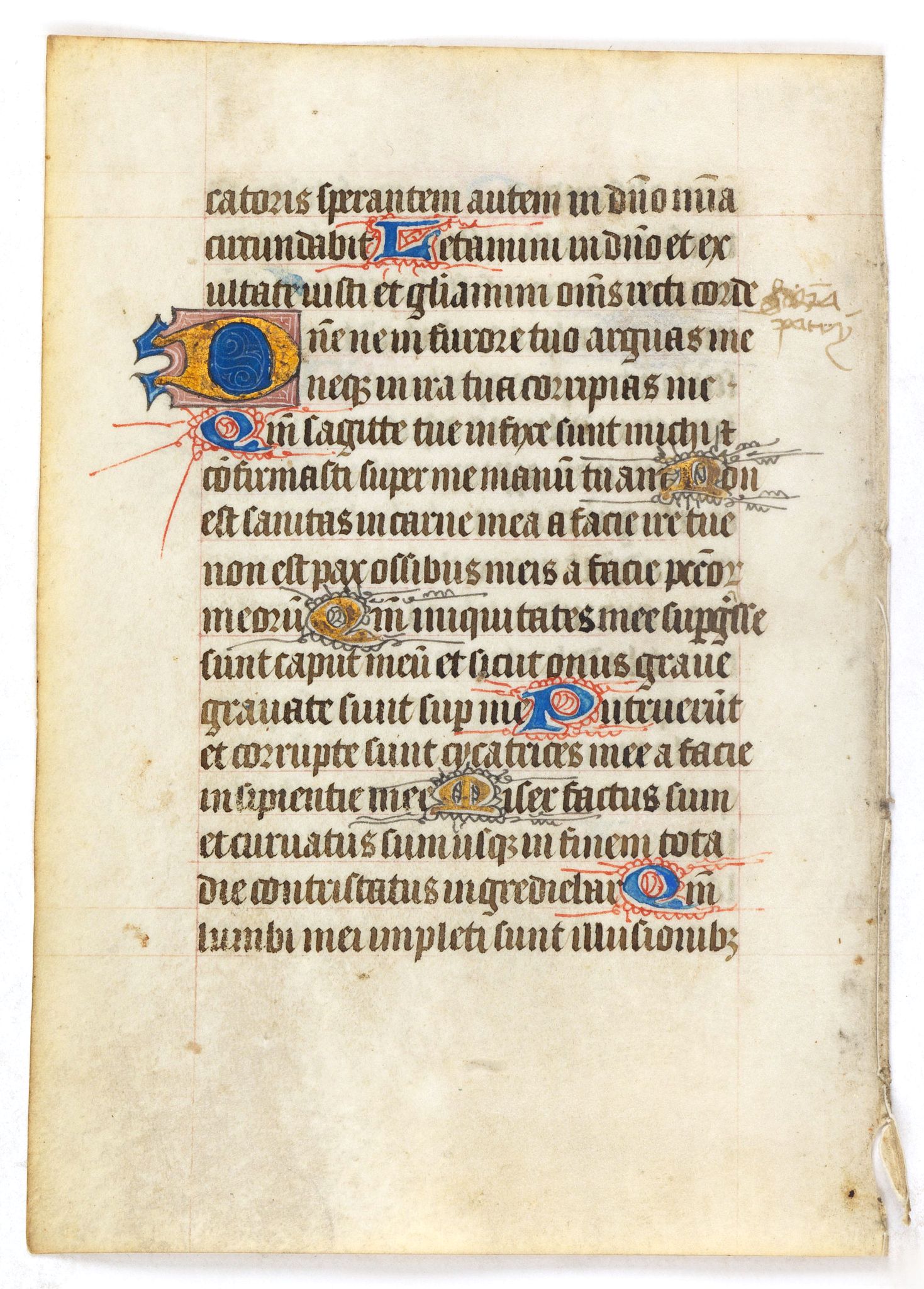 BOOK OF HOURS, Leaf on vellum from a manuscript Book of Hours., antique map, old maps