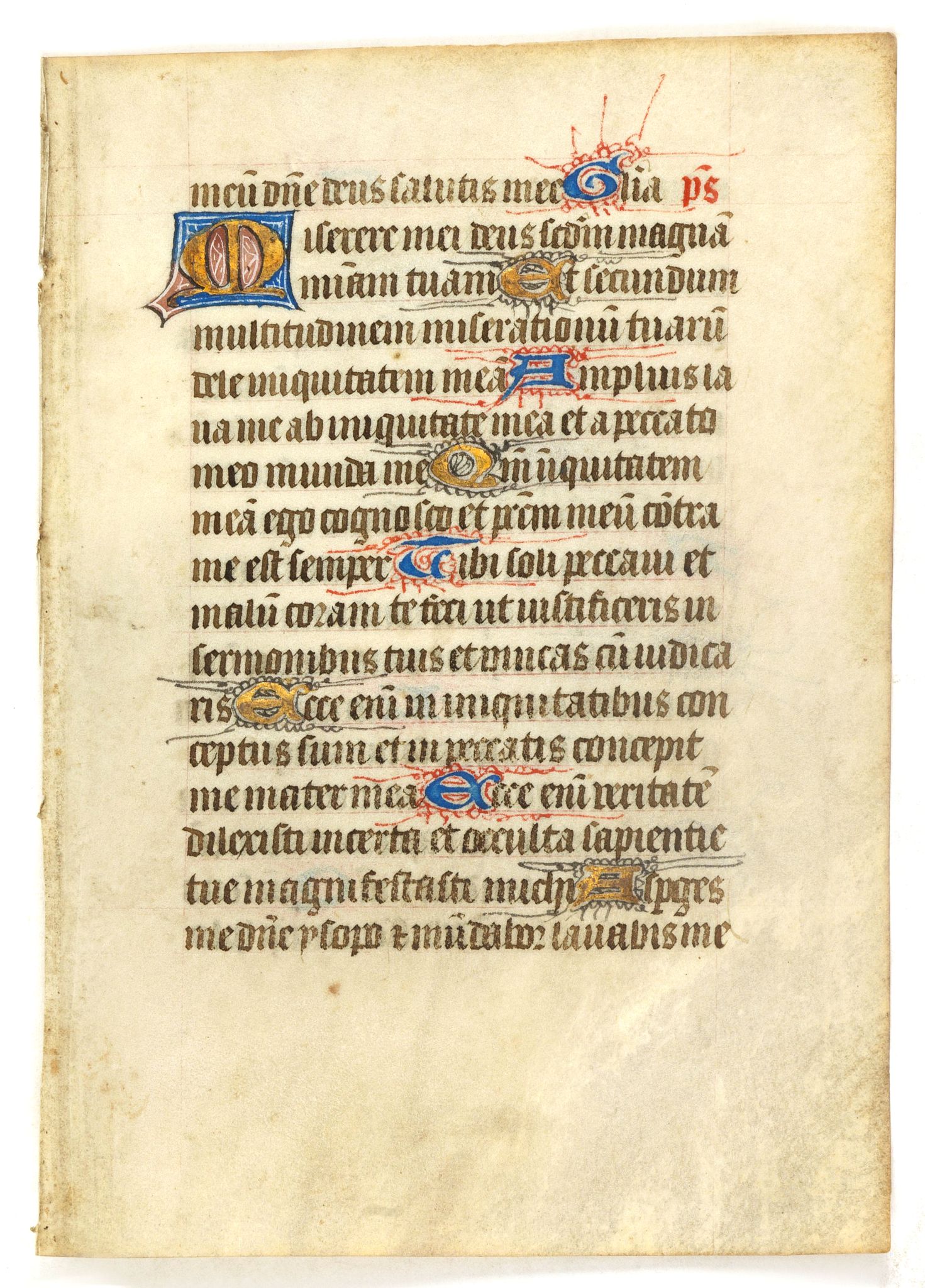 BOOK OF HOURS, Leaf on vellum from a manuscript Book of Hours., antique map, old maps
