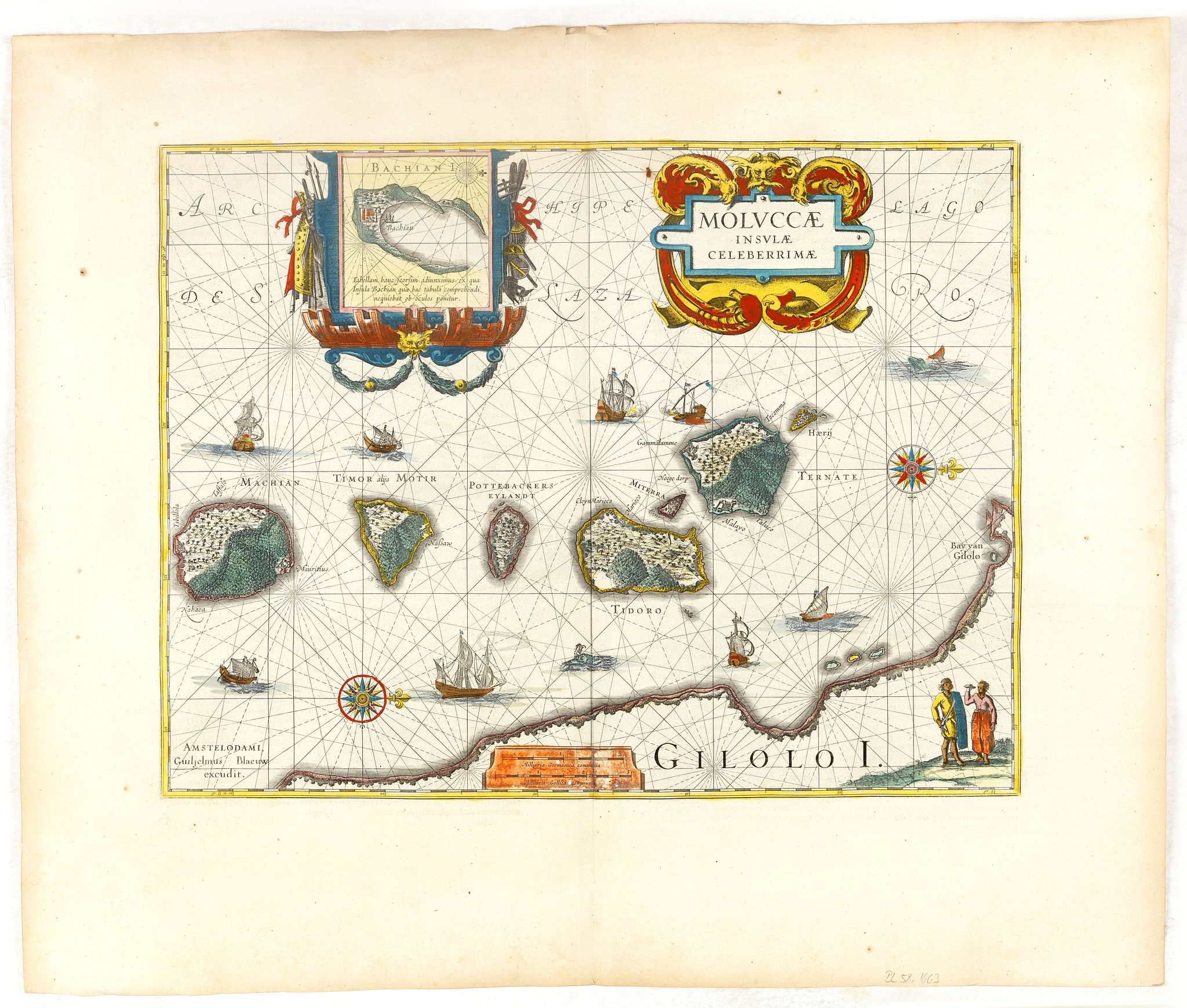 BLAEU, W., Moluccae Insulae Celeberrimae., antique map, old maps
