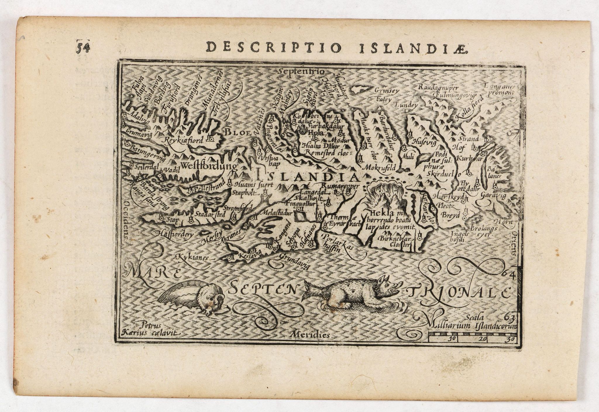 LANGENES, B. / BERTIUS, P., Descriptio Islandiae / Islandiae., antique map, old maps