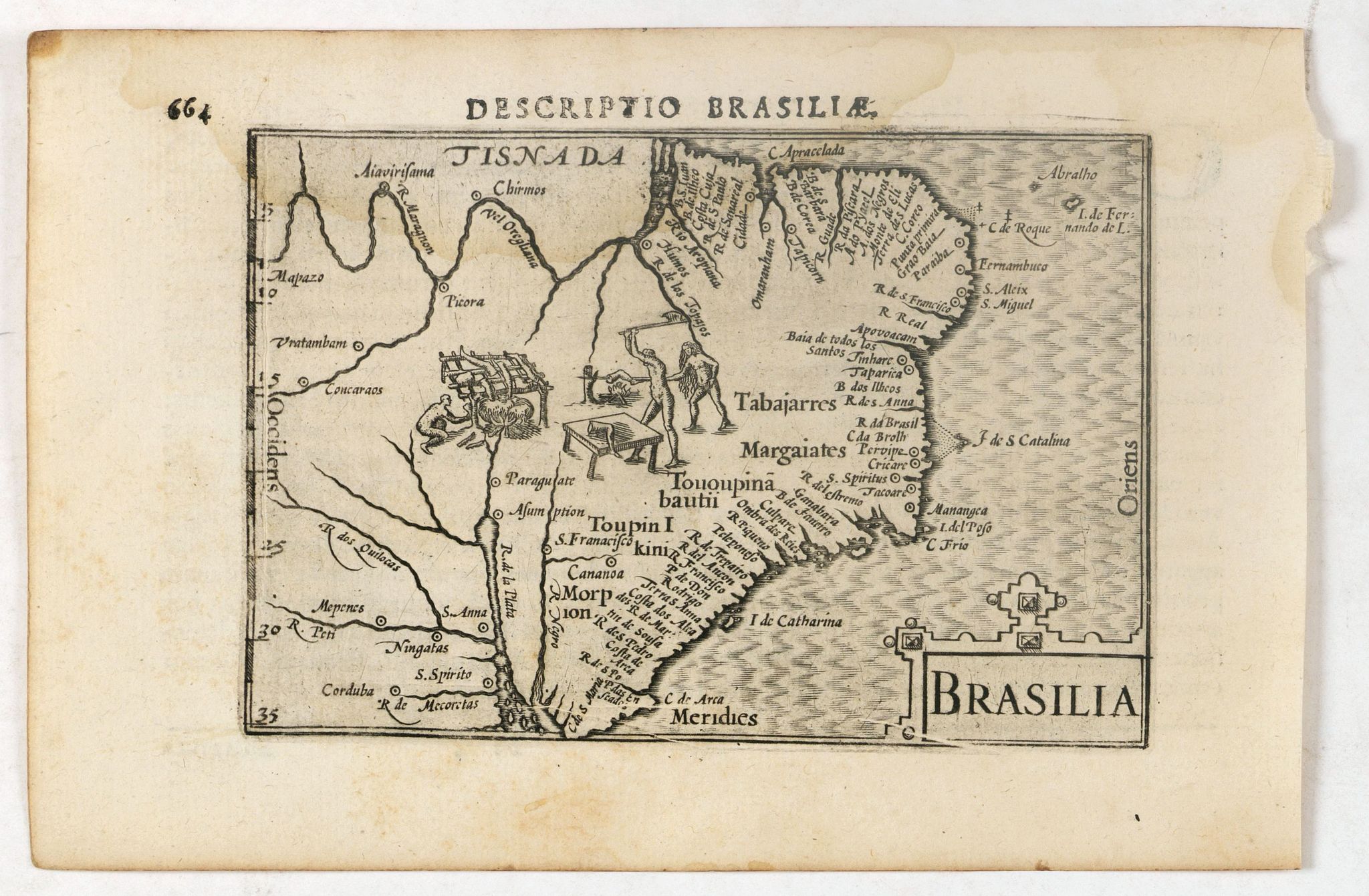 LANGENES, B. / BERTIUS, P., Descriptio Brasiliae / Brasilia., antique map, old maps