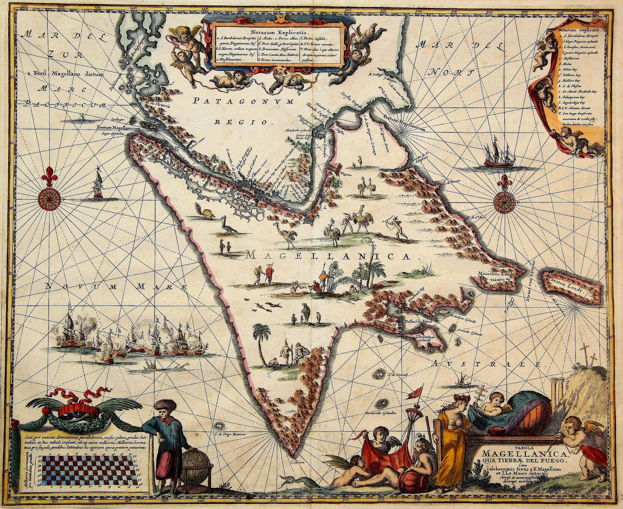 MONTANUS, A., Tabula Magellanica qua tierrae del Fuego. . ., antique map, old maps
